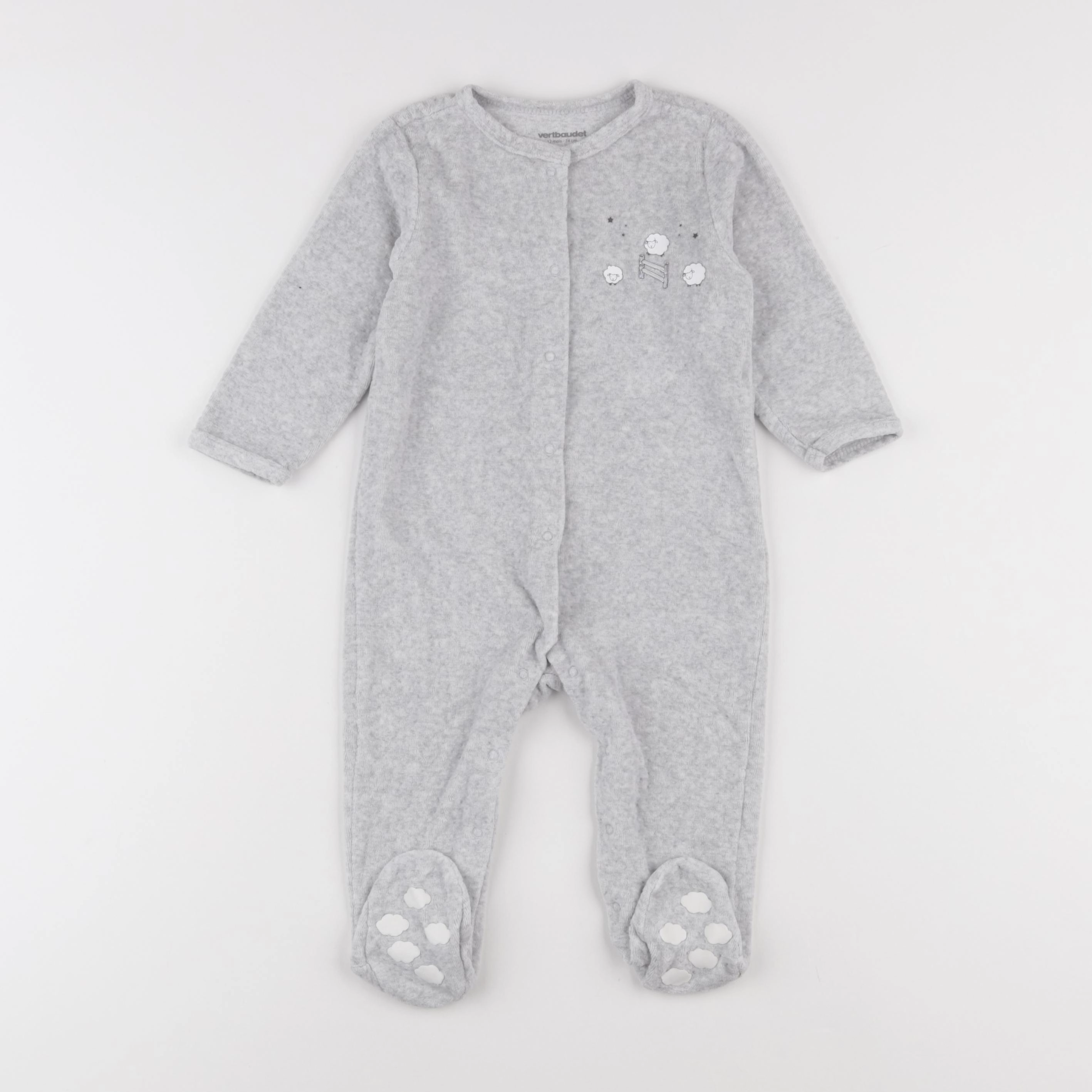 Vertbaudet - pyjama velours gris - 12 mois