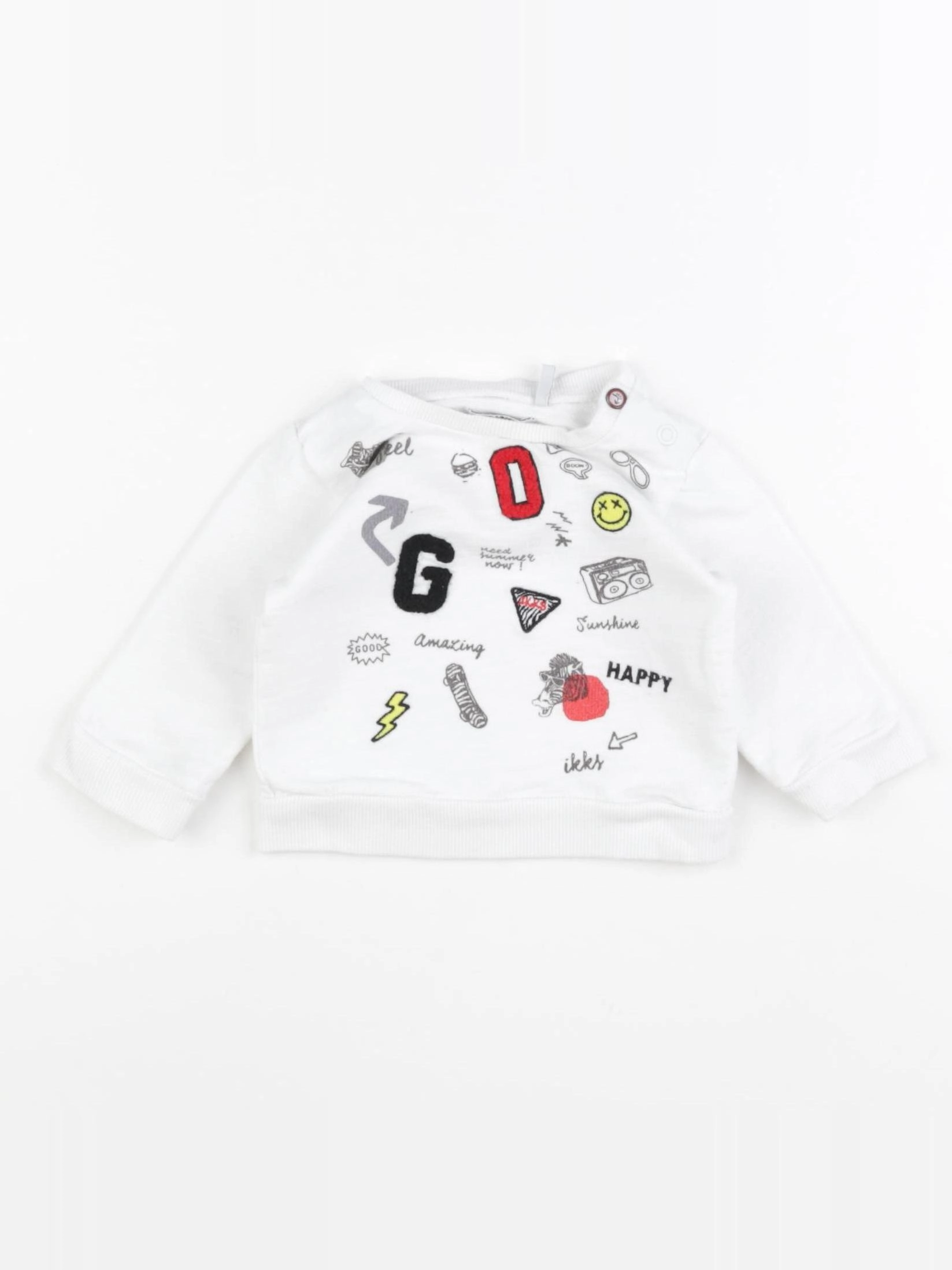 IKKS - sweat blanc - 3 mois