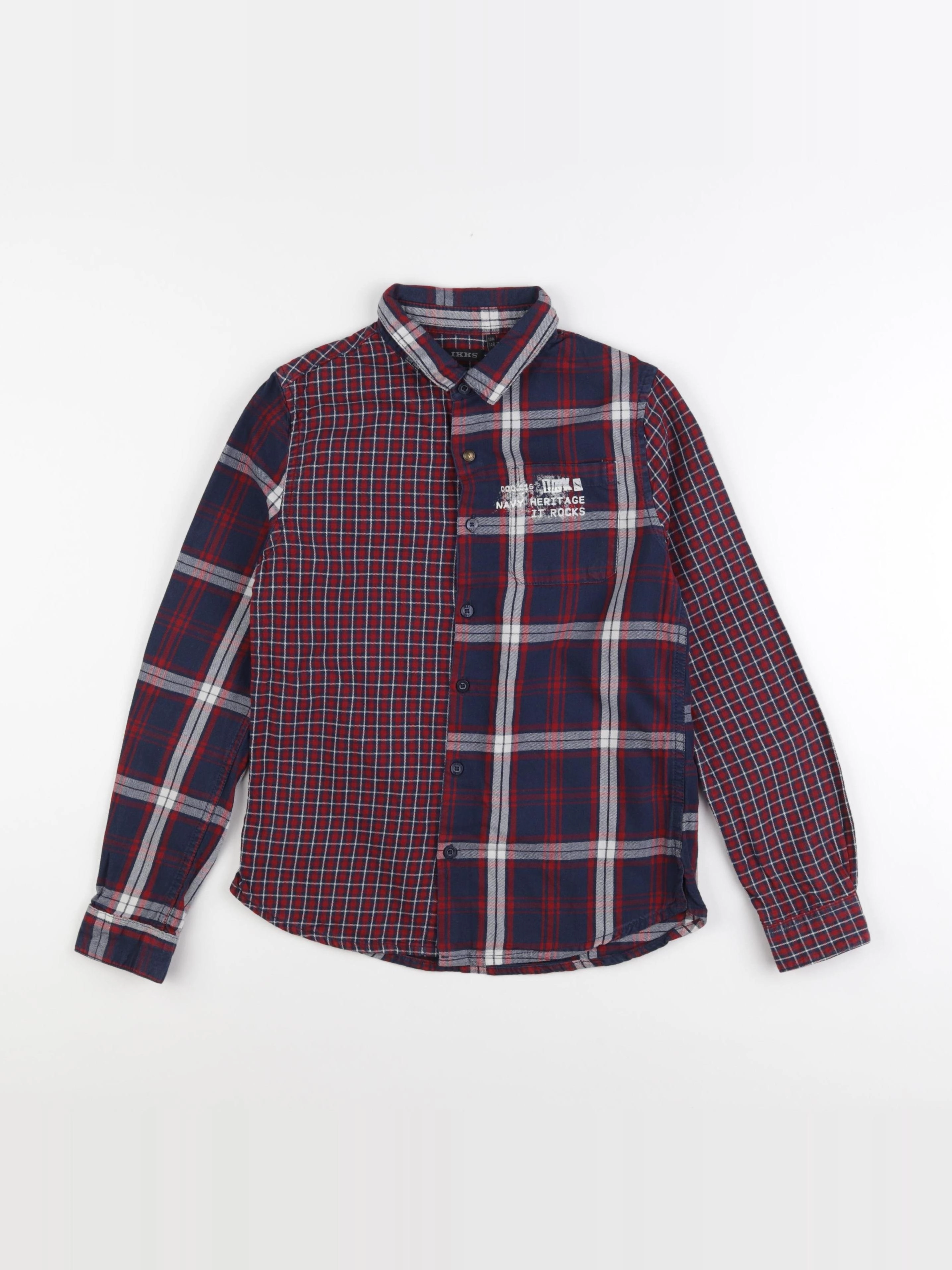 IKKS - chemise rouge, bleu - 10 ans