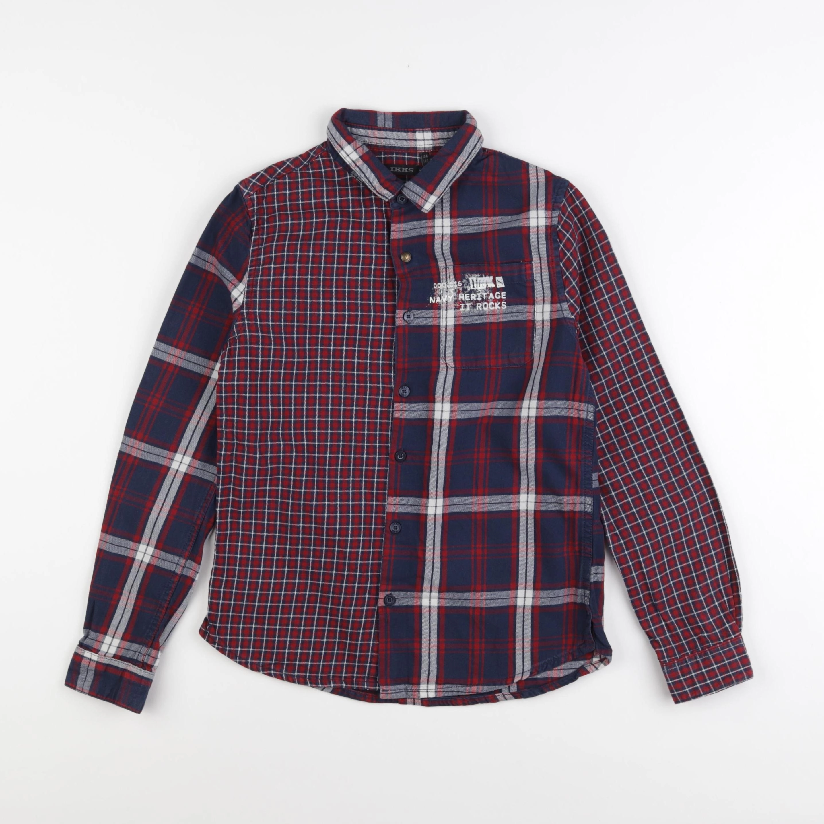 IKKS - chemise rouge, bleu - 10 ans