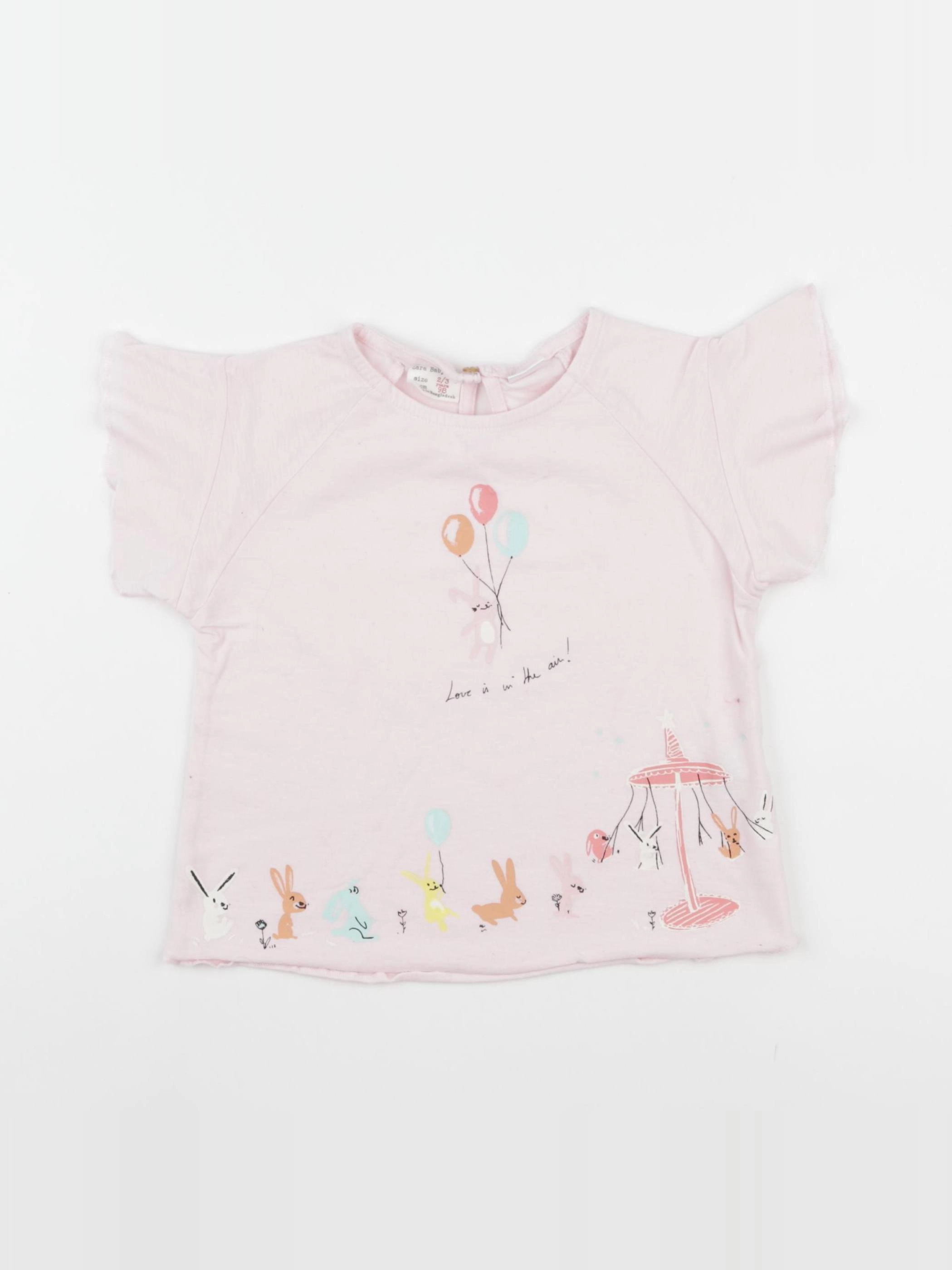 Zara - tee-shirt rose - 2/3 ans