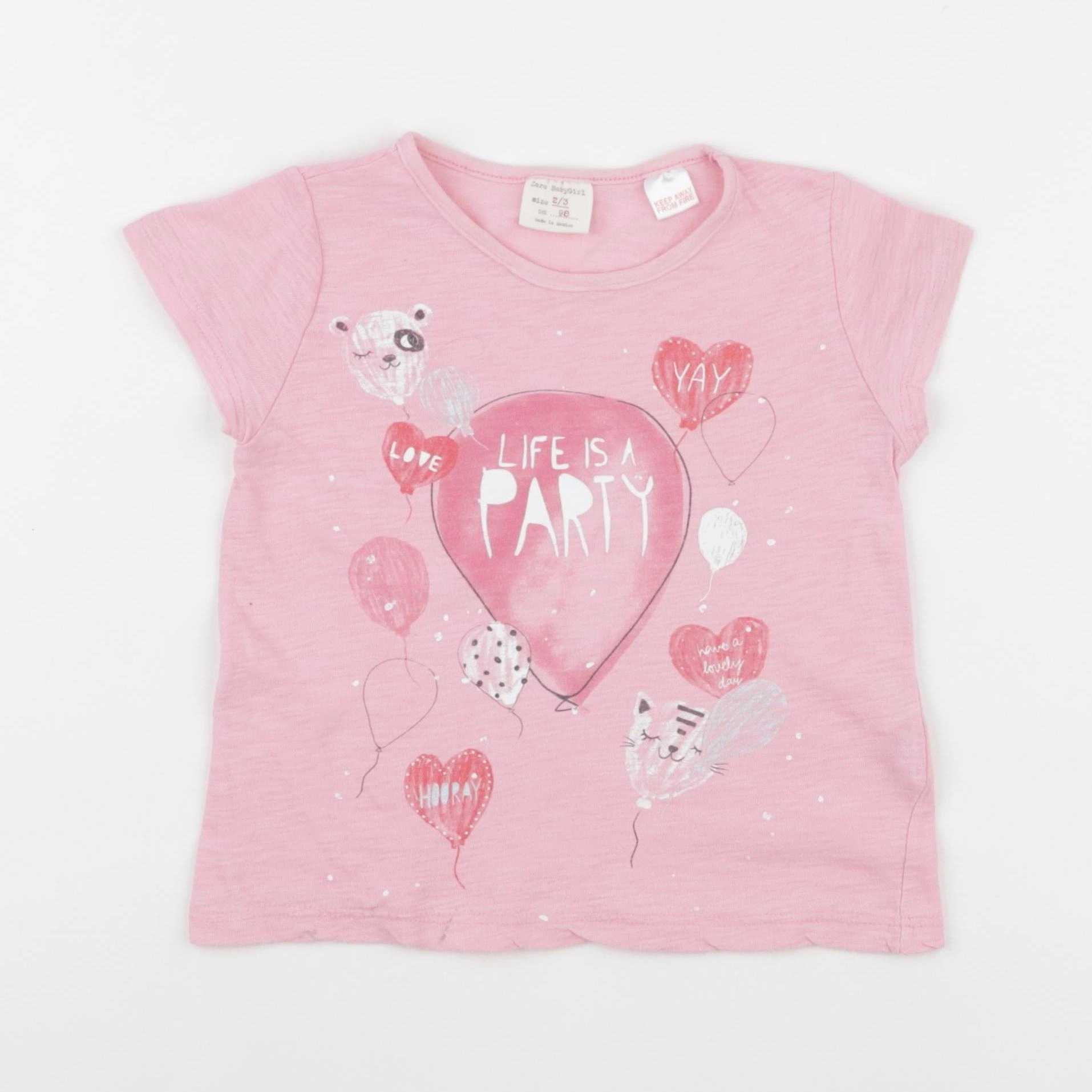 Zara - tee-shirt rose - 2/3 ans
