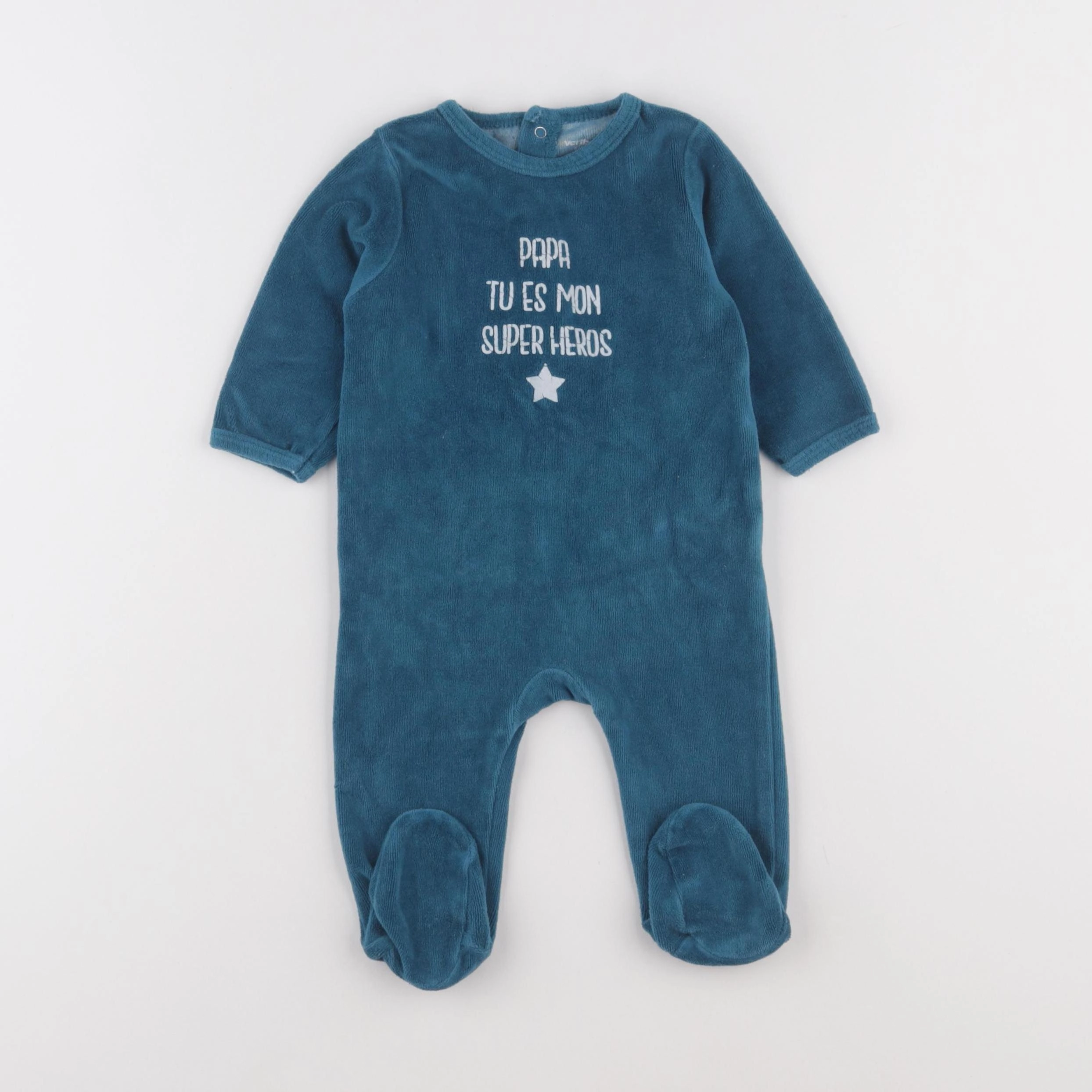 Vertbaudet - pyjama velours bleu - 6 mois