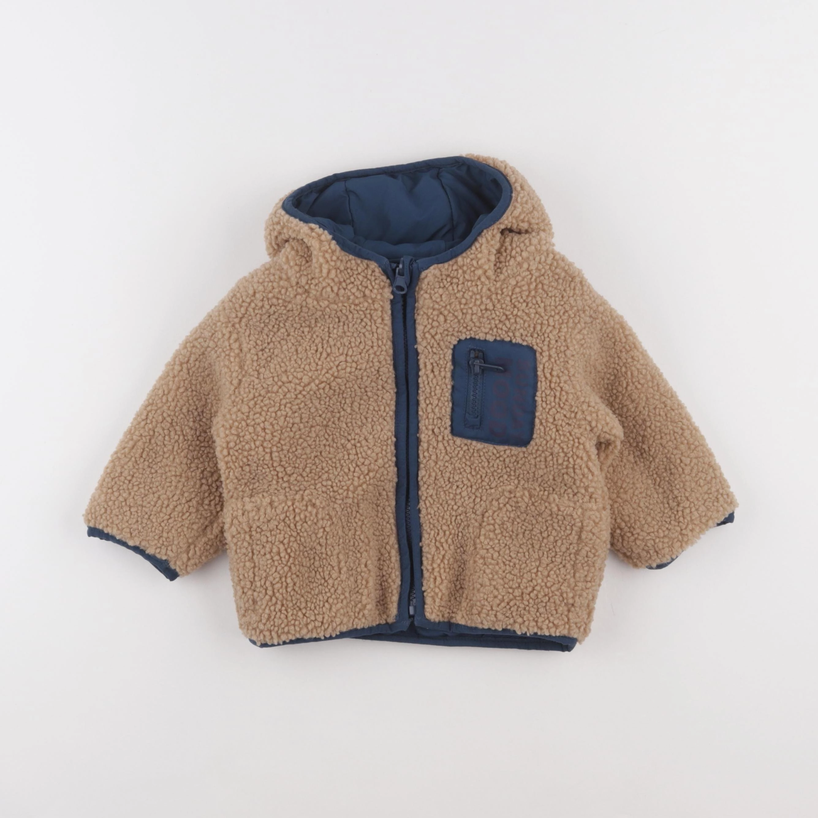 Vertbaudet - veste réversible marron, bleu - 12 mois