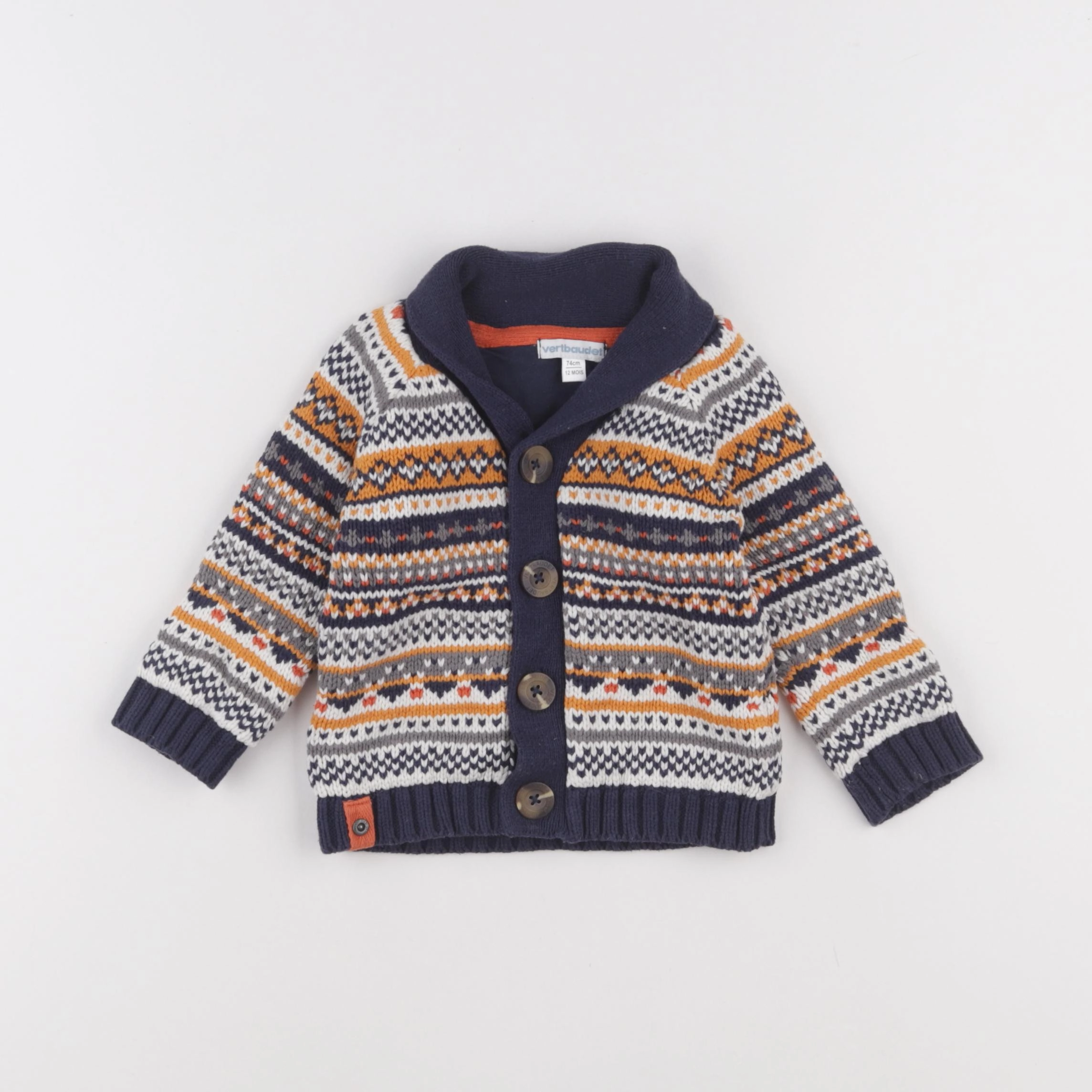 Vertbaudet - gilet multicolore - 12 mois