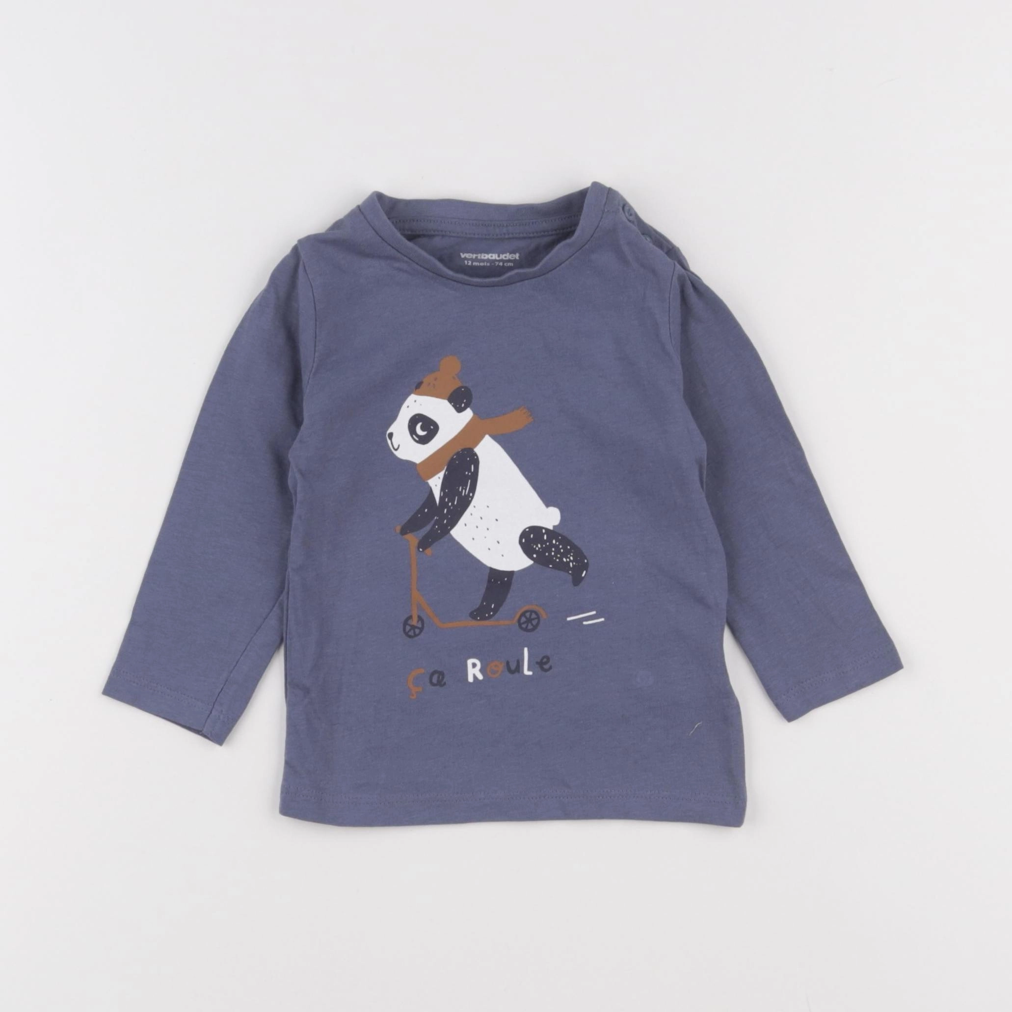 Vertbaudet - tee-shirt bleu - 12 mois
