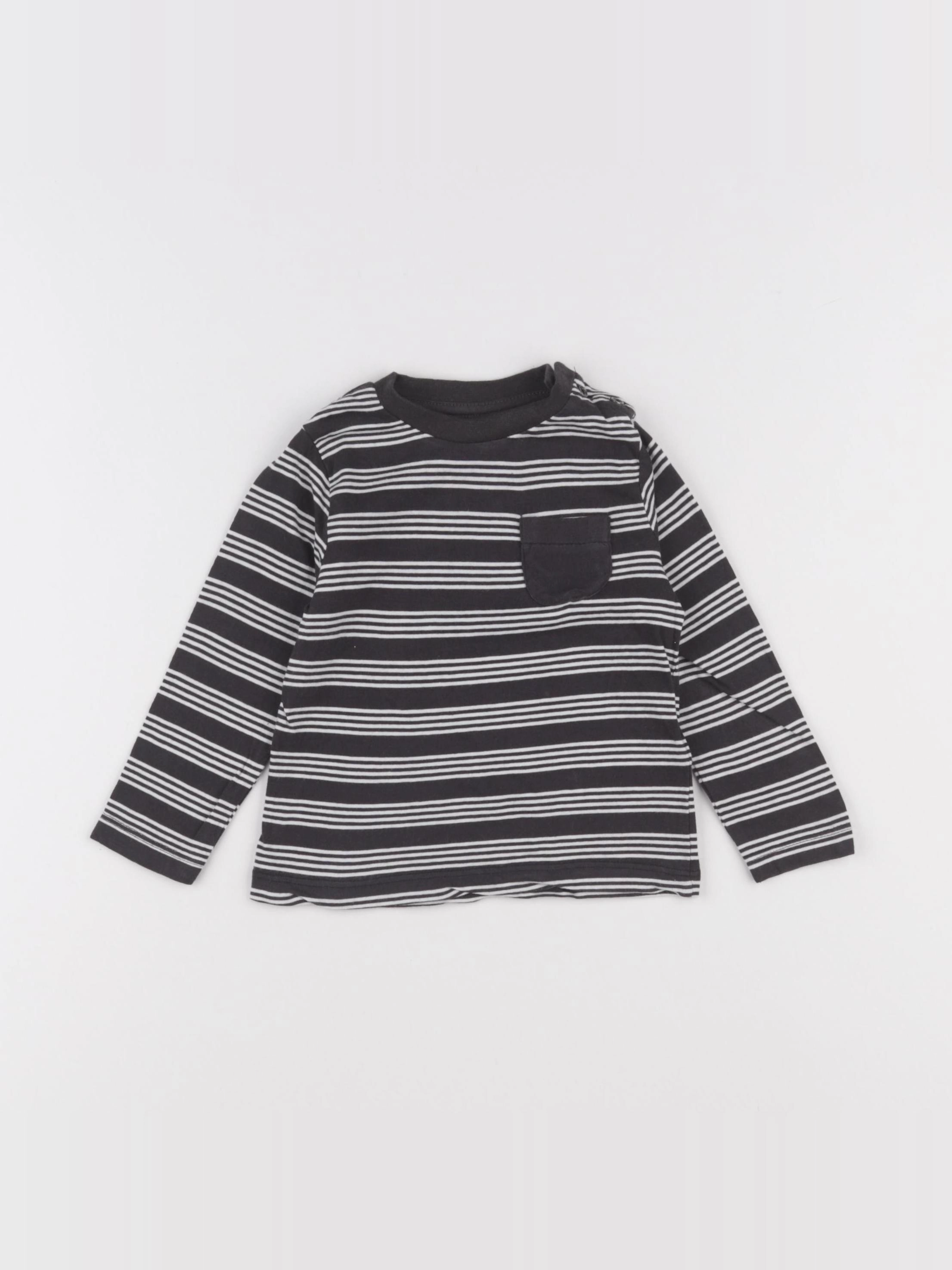 Vertbaudet - tee-shirt blanc, gris - 12 mois