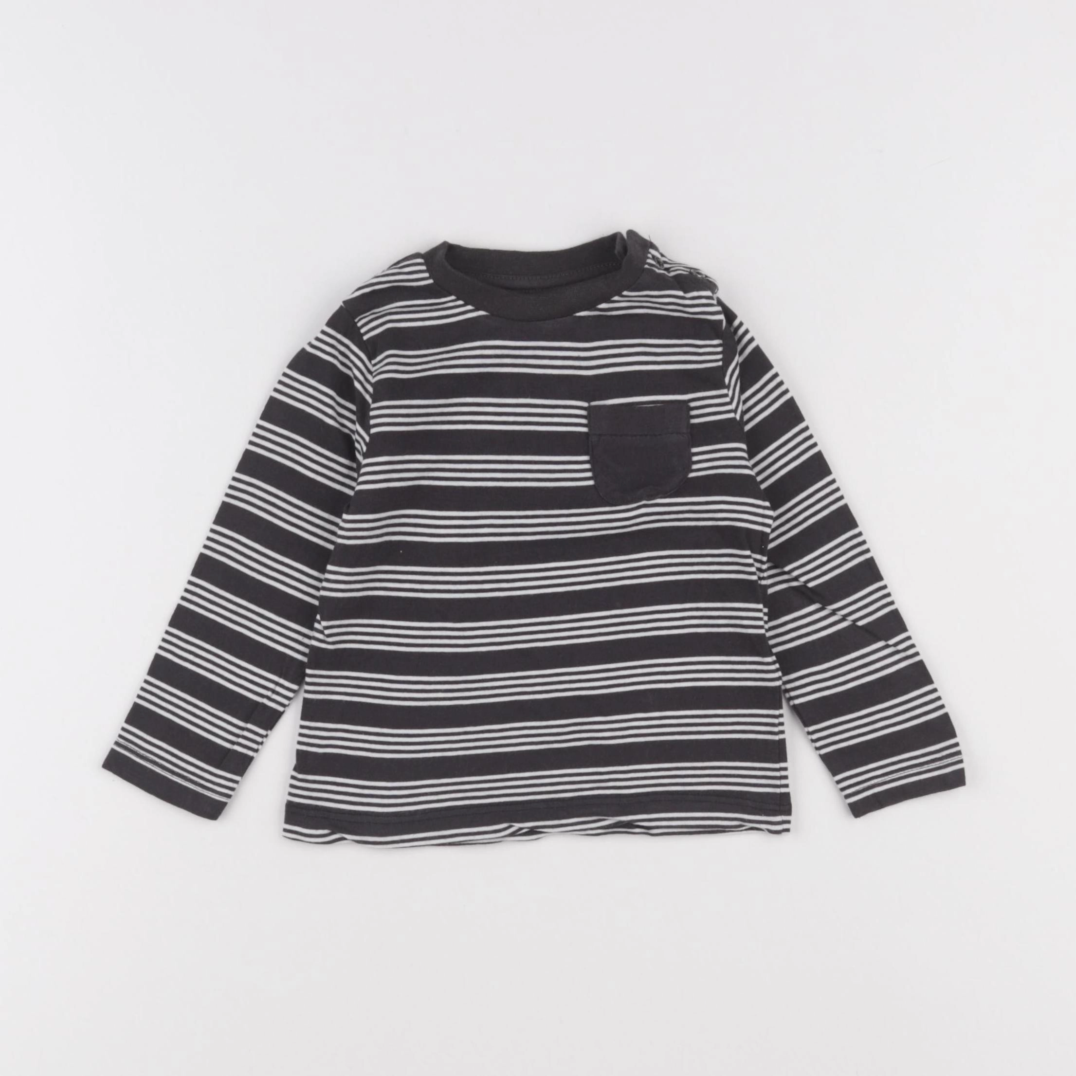 Vertbaudet - tee-shirt blanc, gris - 12 mois