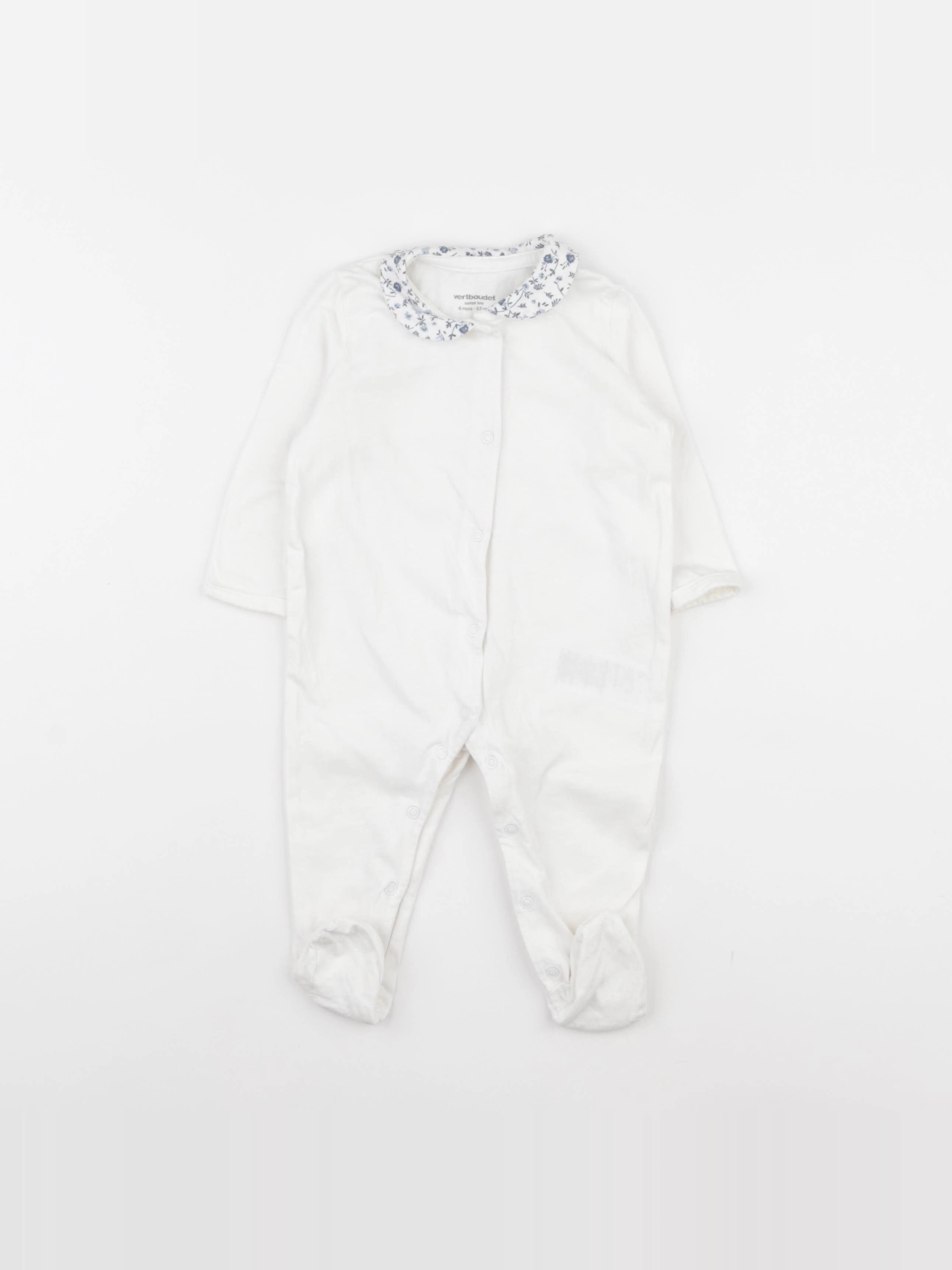 Vertbaudet - pyjama coton blanc - 6 mois