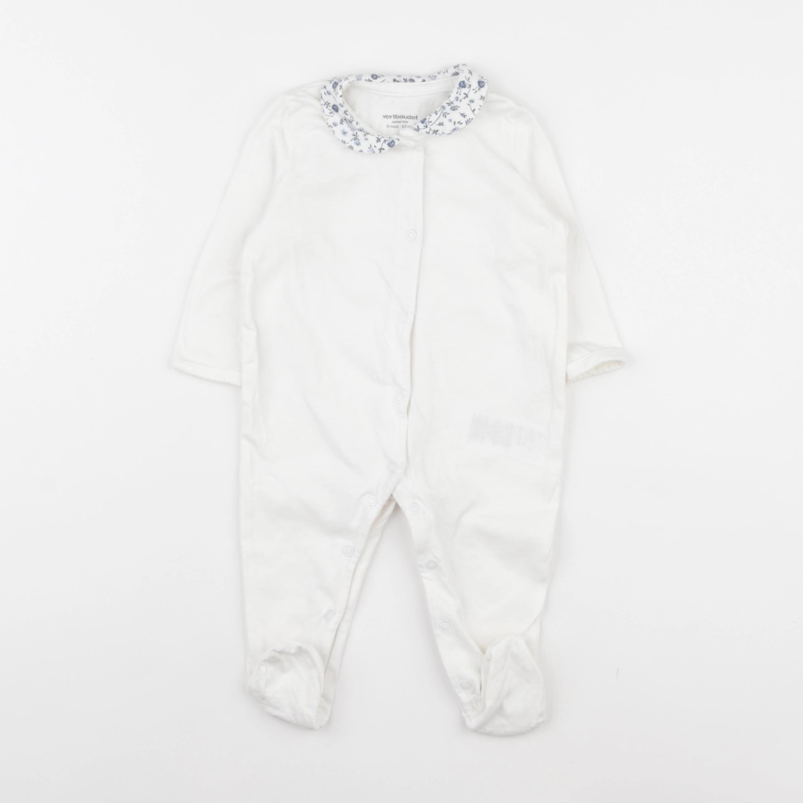 Vertbaudet - pyjama coton blanc - 6 mois