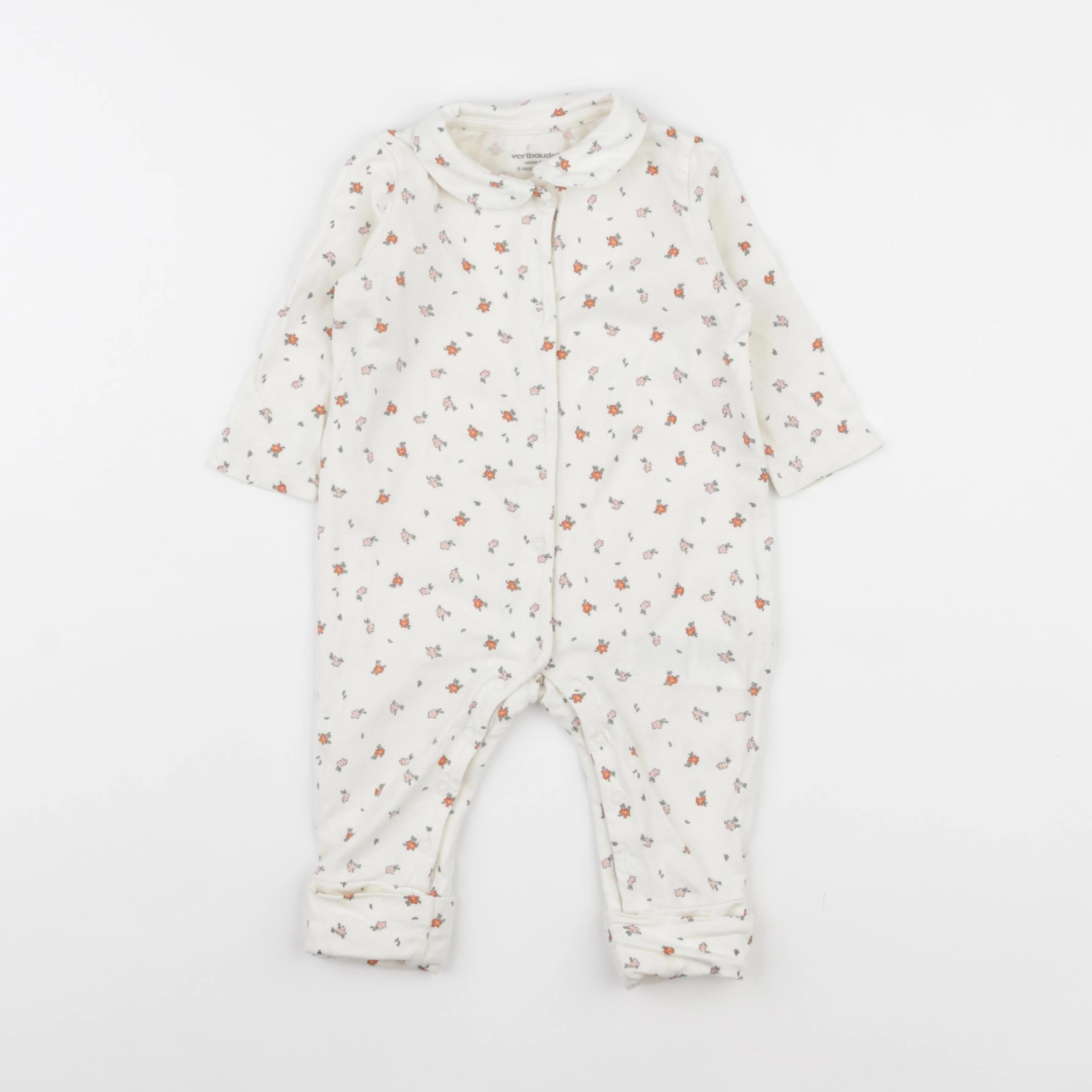 Vertbaudet - pyjama coton beige - 6 mois