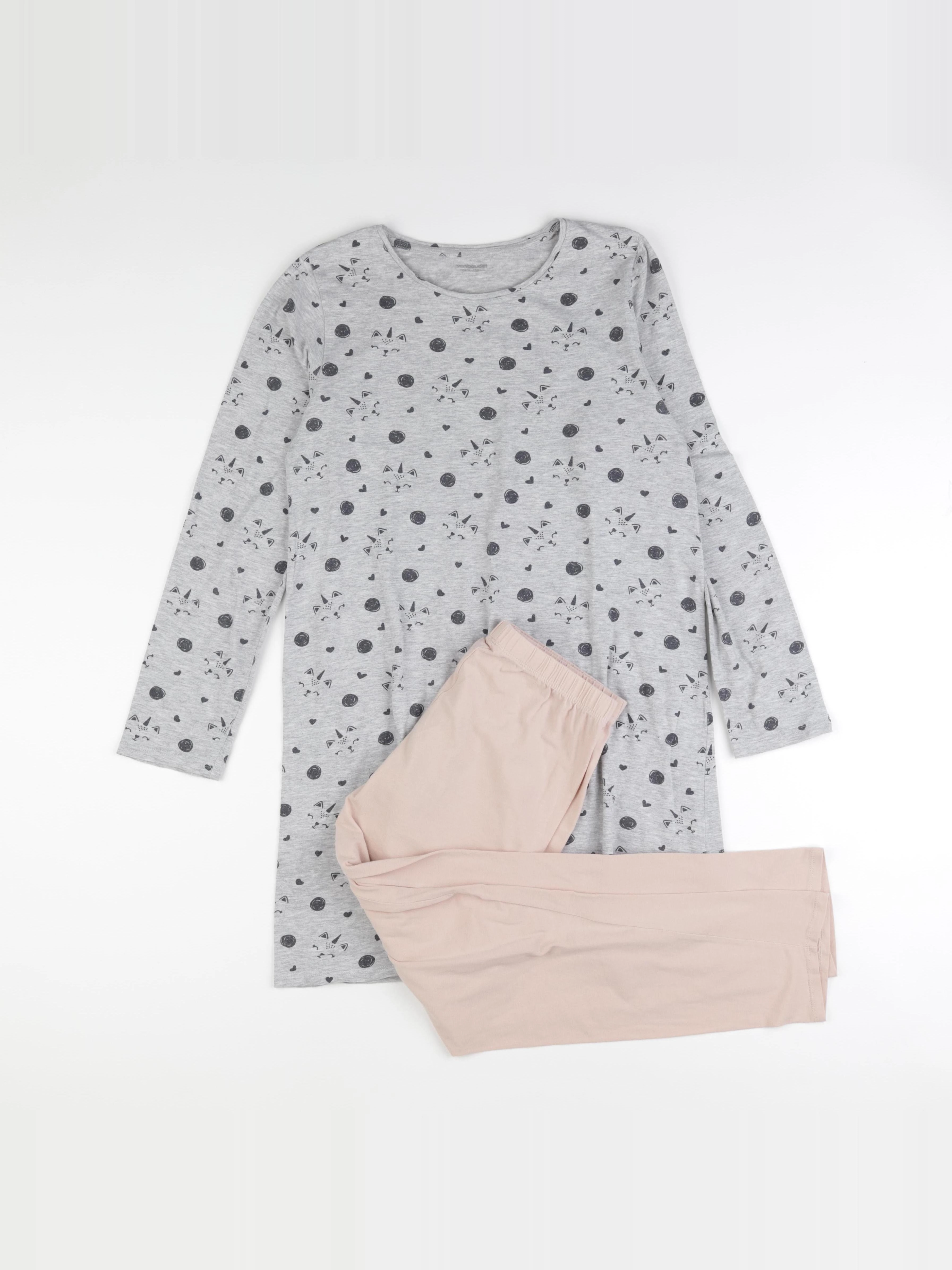 Vertbaudet - pyjama coton gris, rose - 14 ans