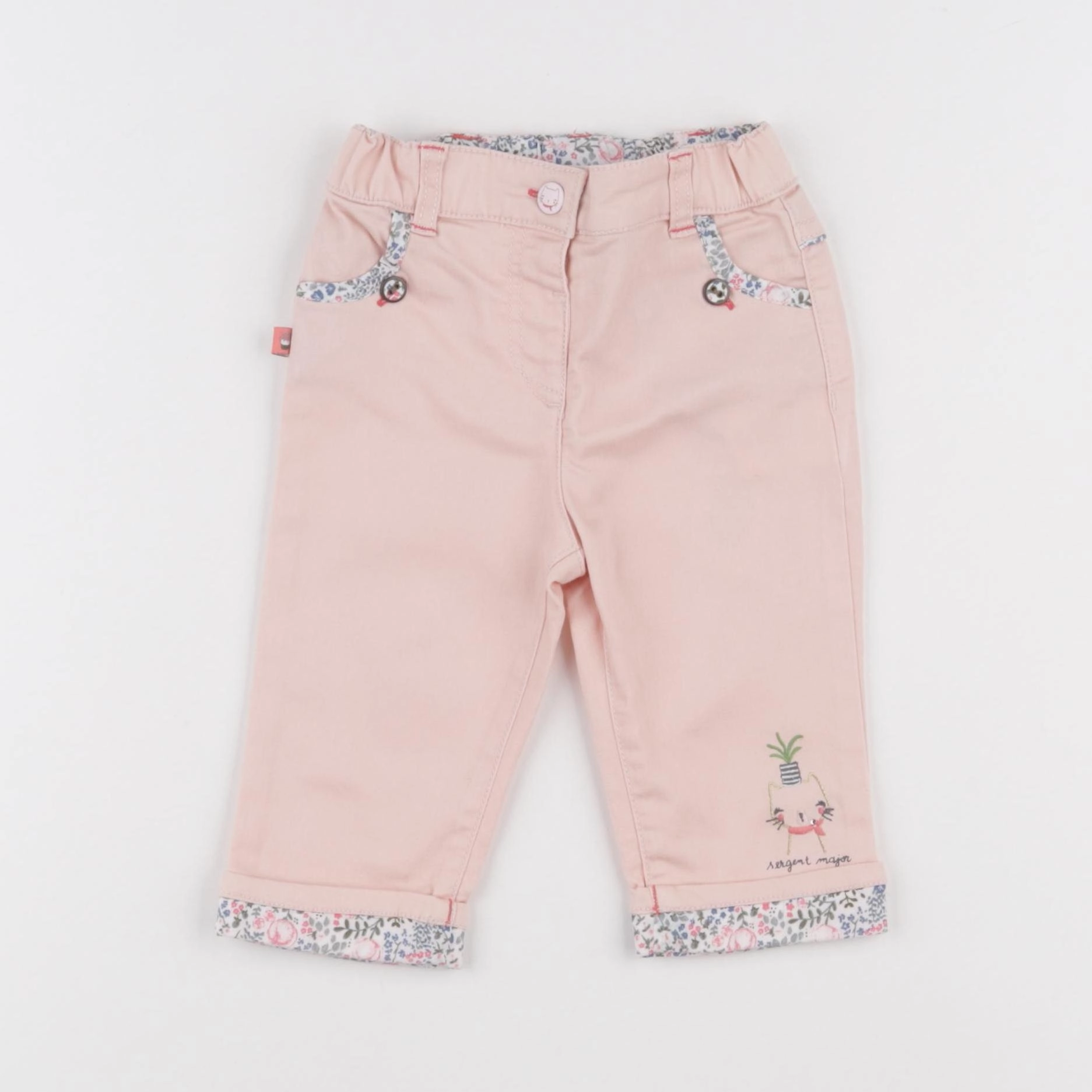 Sergent Major - pantalon rose - 6 mois