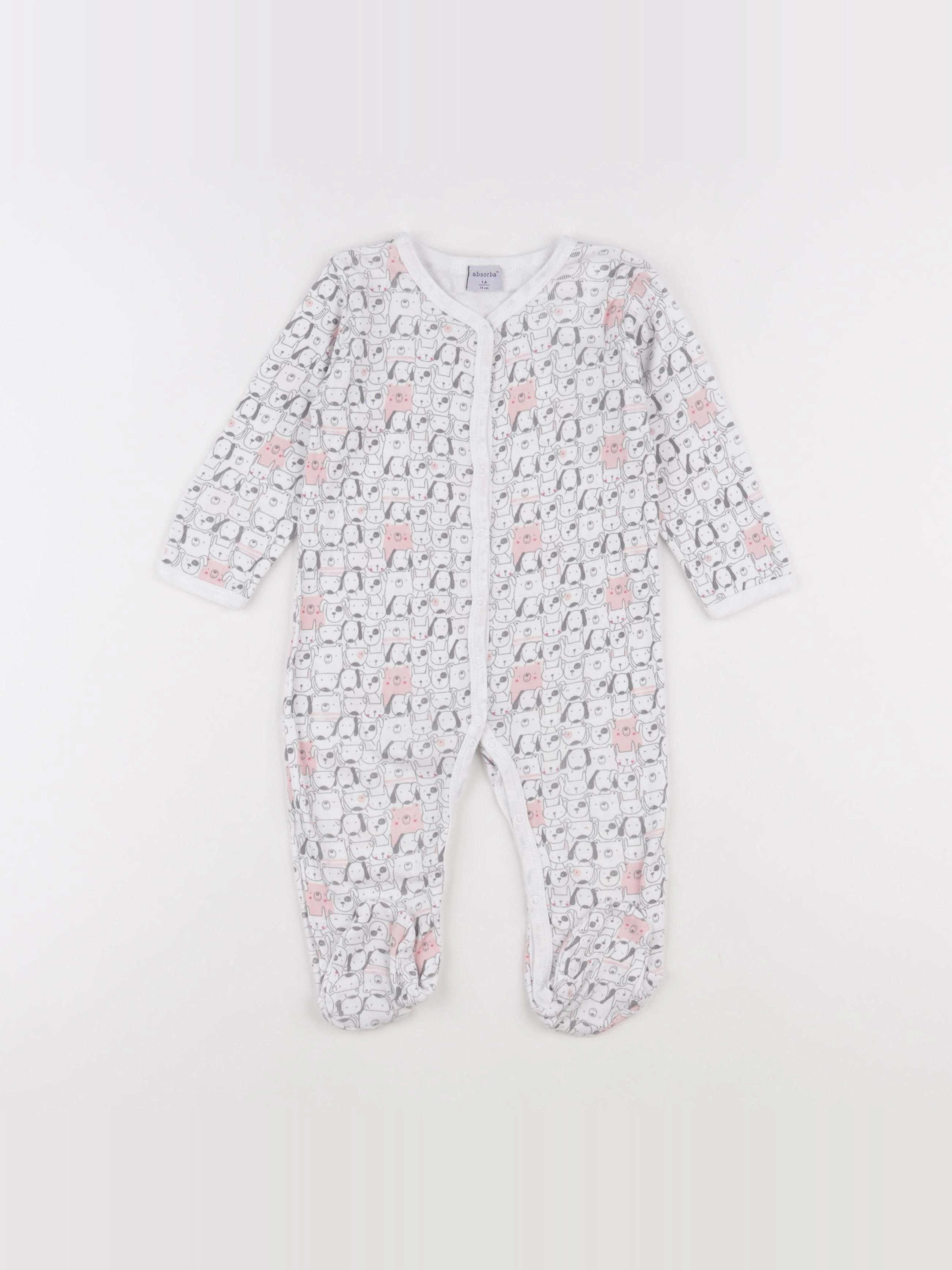 Absorba - pyjama coton blanc, gris - 12 mois