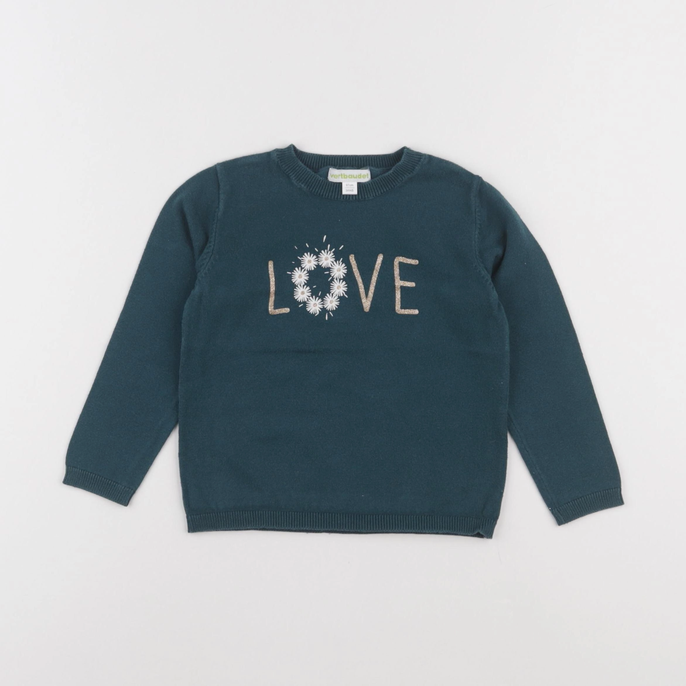Vertbaudet - pull vert - 3 ans