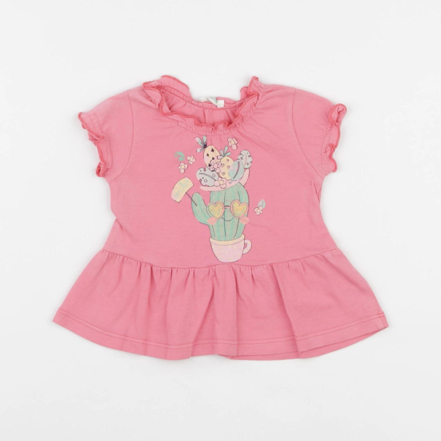 Benetton - tee-shirt rose - 3/6 mois
