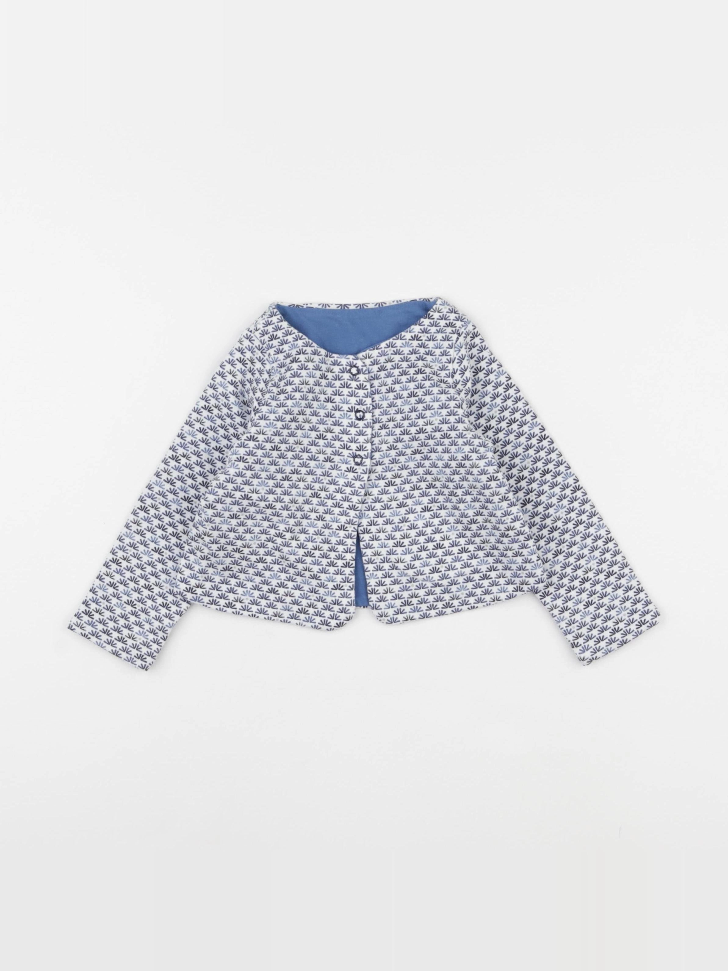 Obaïbi - gilet réversible bleu - 12 mois