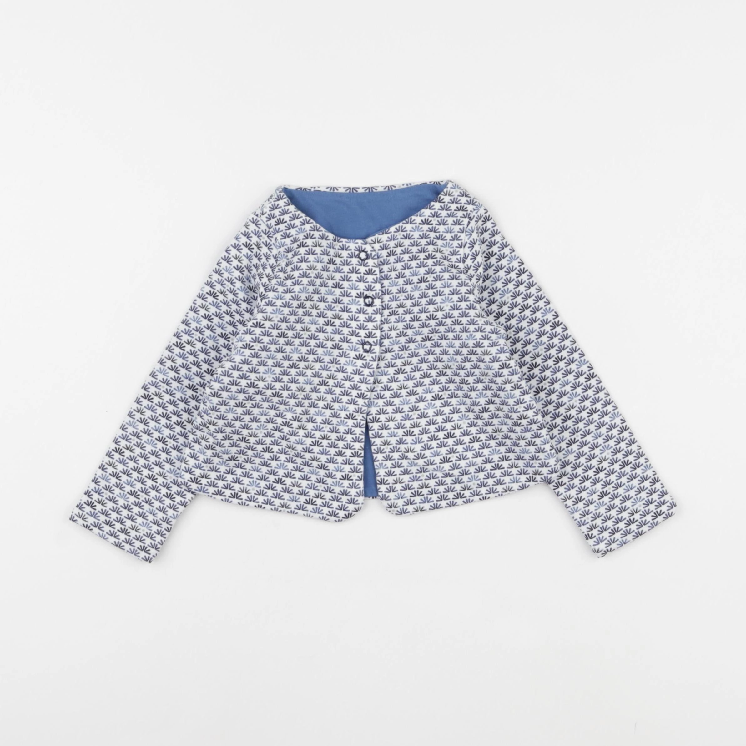 Obaïbi - gilet réversible bleu - 12 mois