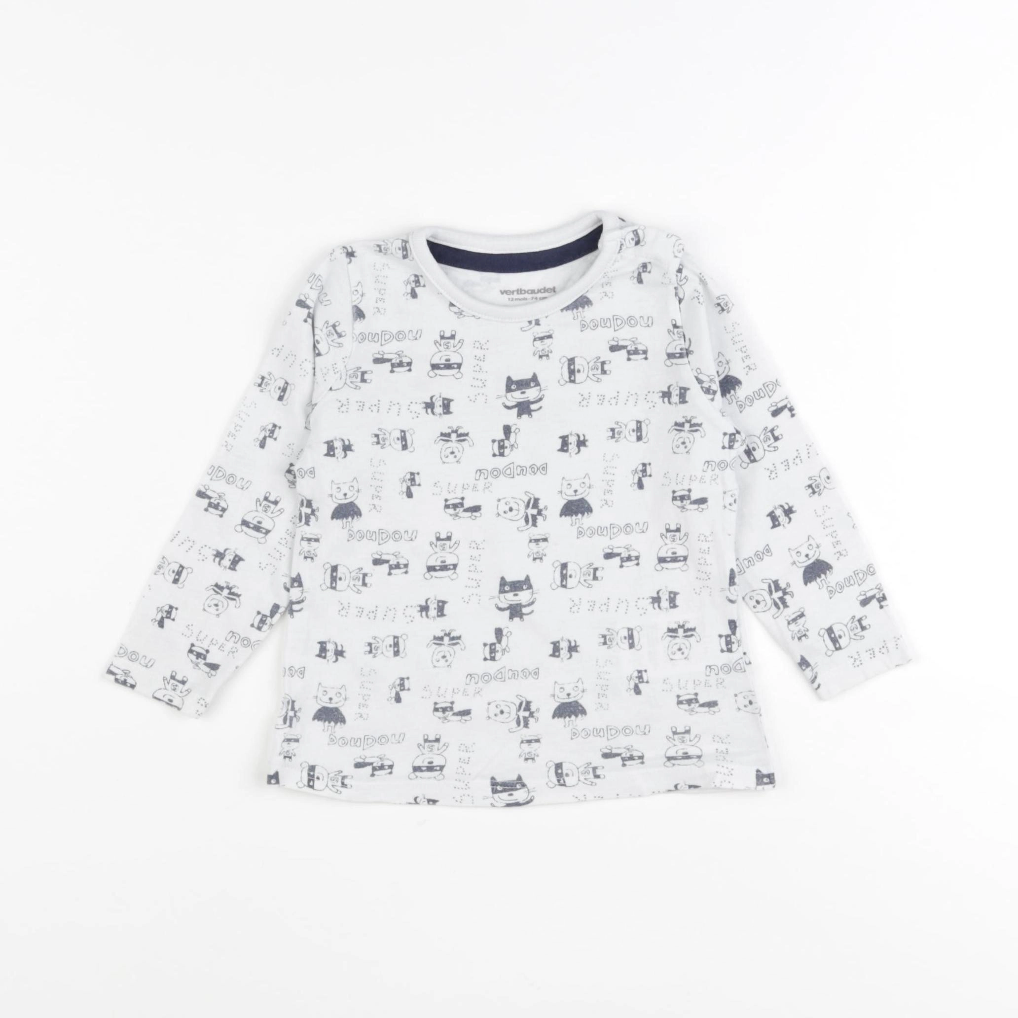 Vertbaudet - tee-shirt blanc - 12 mois