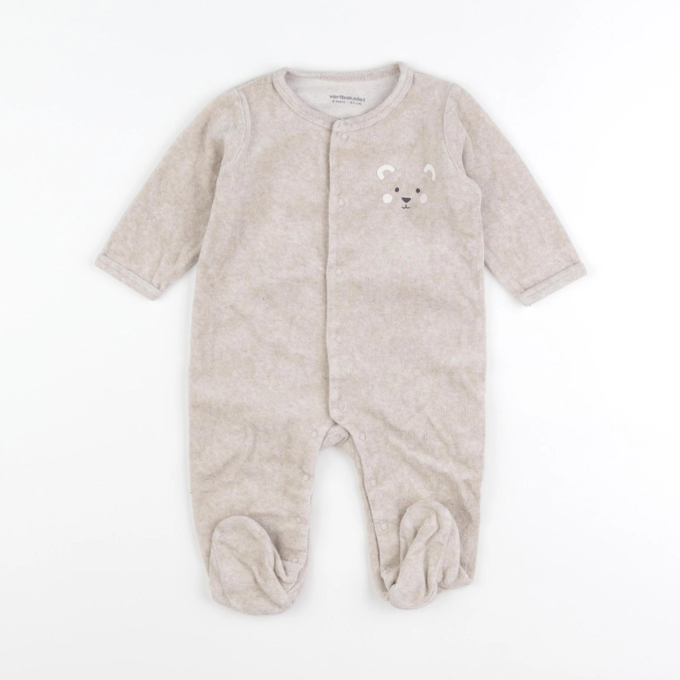 Vertbaudet - pyjama velours beige - 6 mois