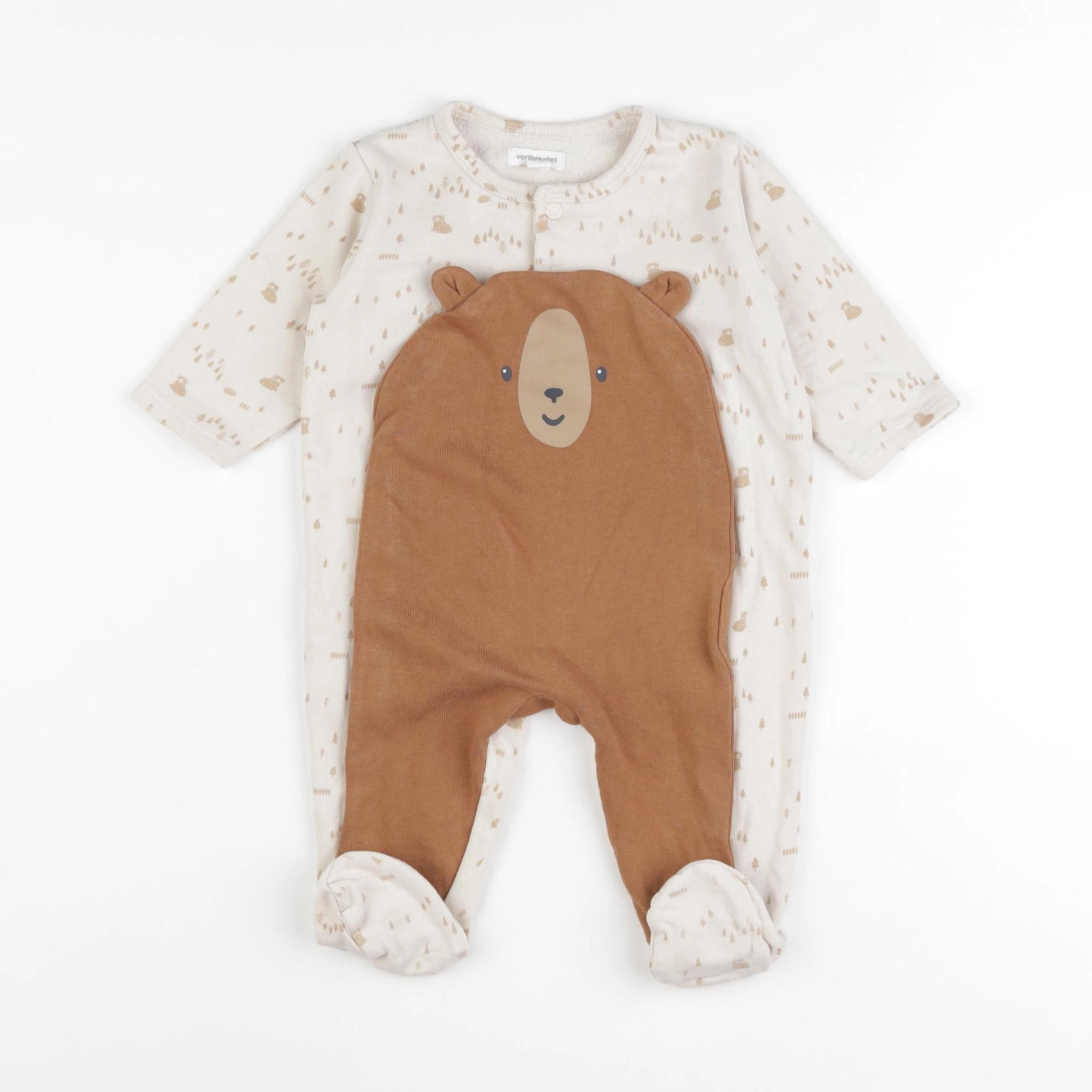 Vertbaudet - pyjama coton beige - 6 mois