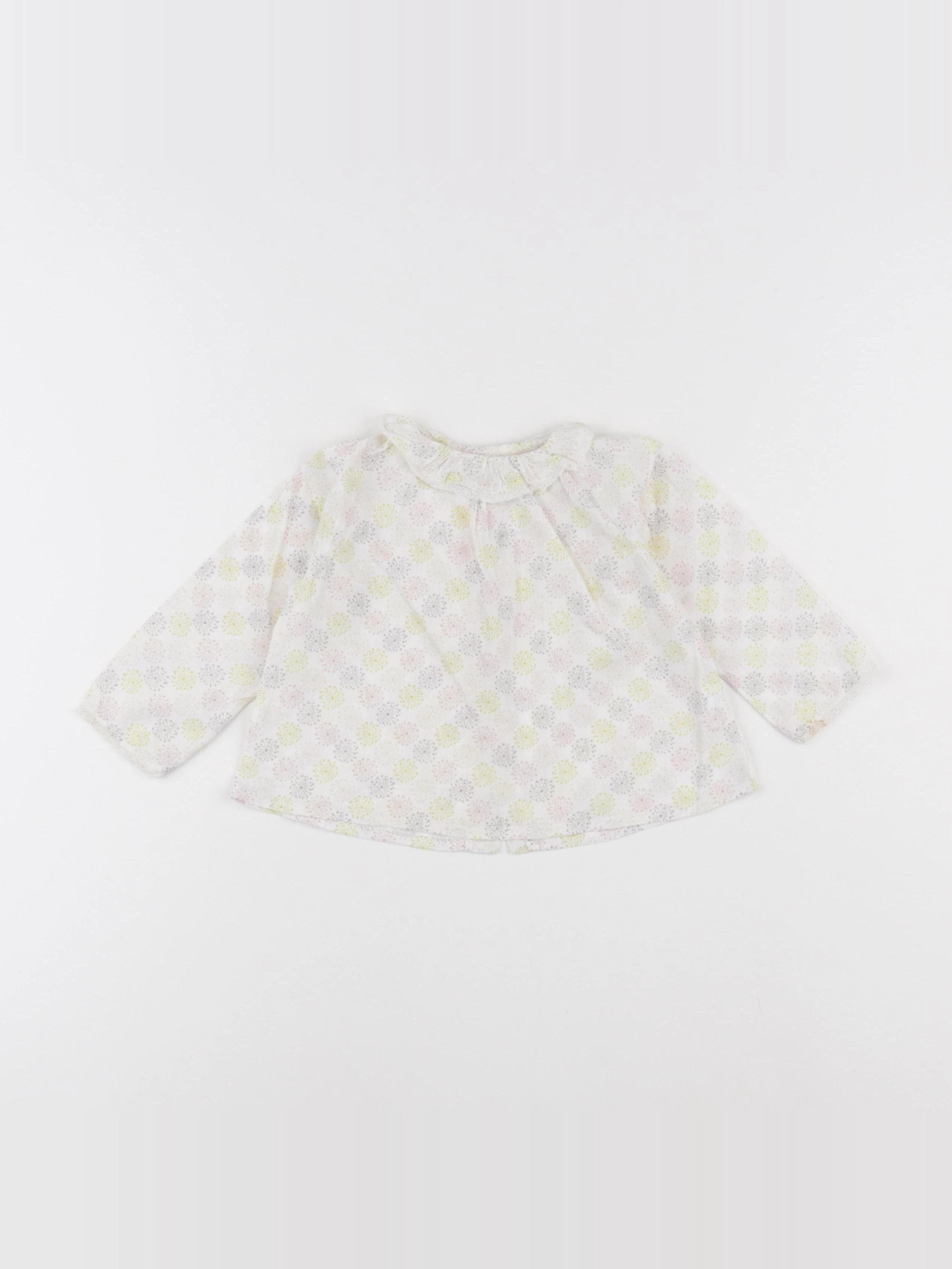 Bonnet à Pompon - blouse blanc - 9 mois