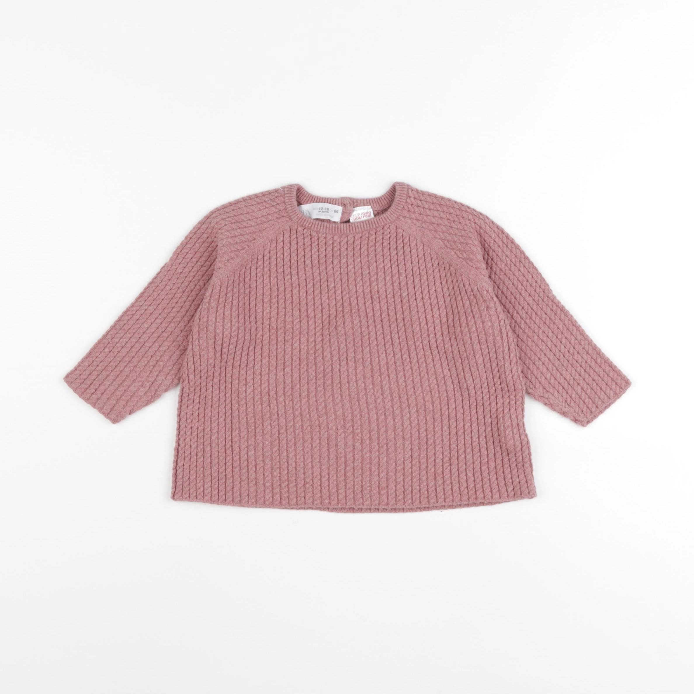 Zara - pull rose - 12/18 mois