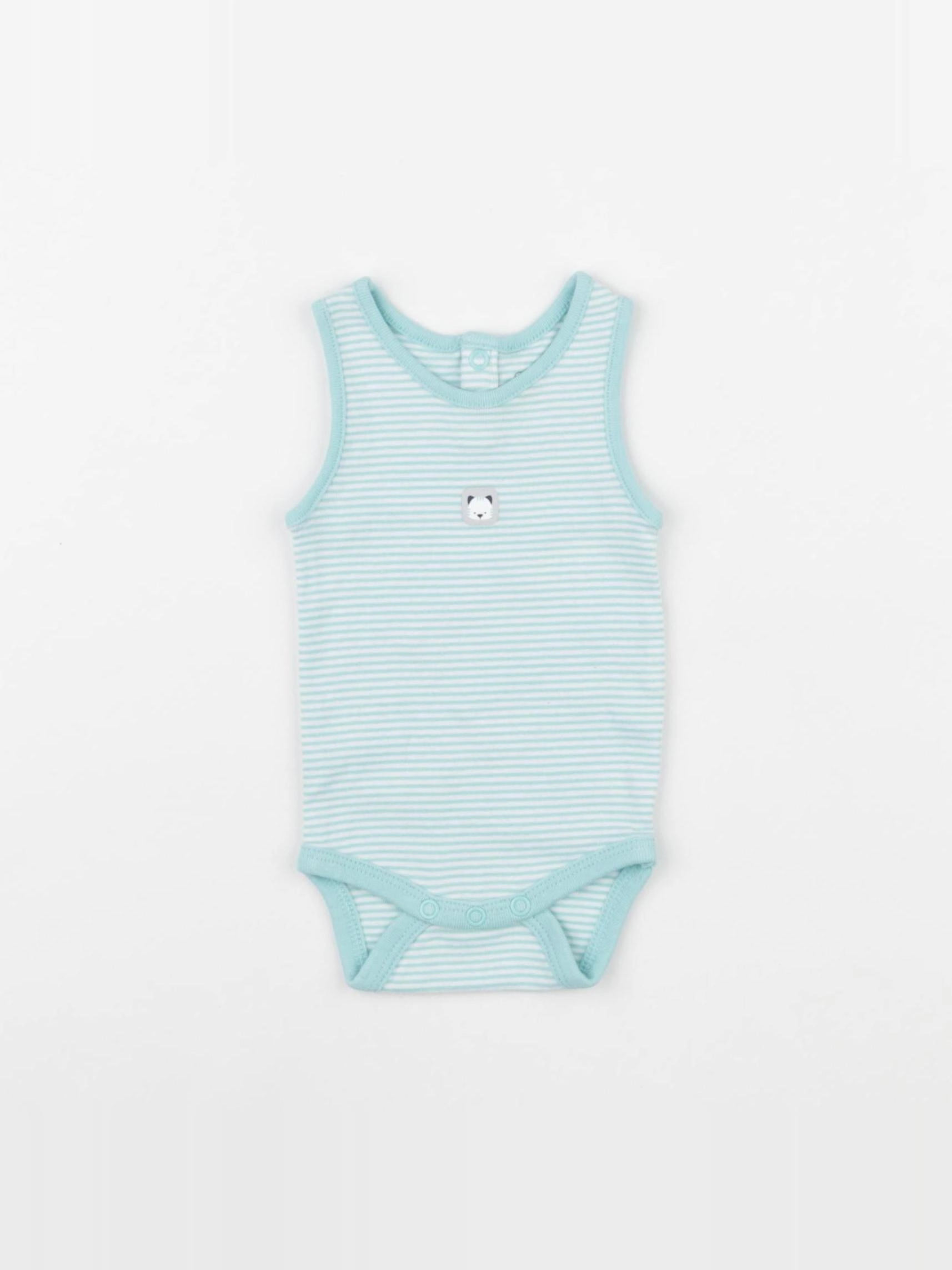 Obaïbi - body blanc, bleu - 3 mois
