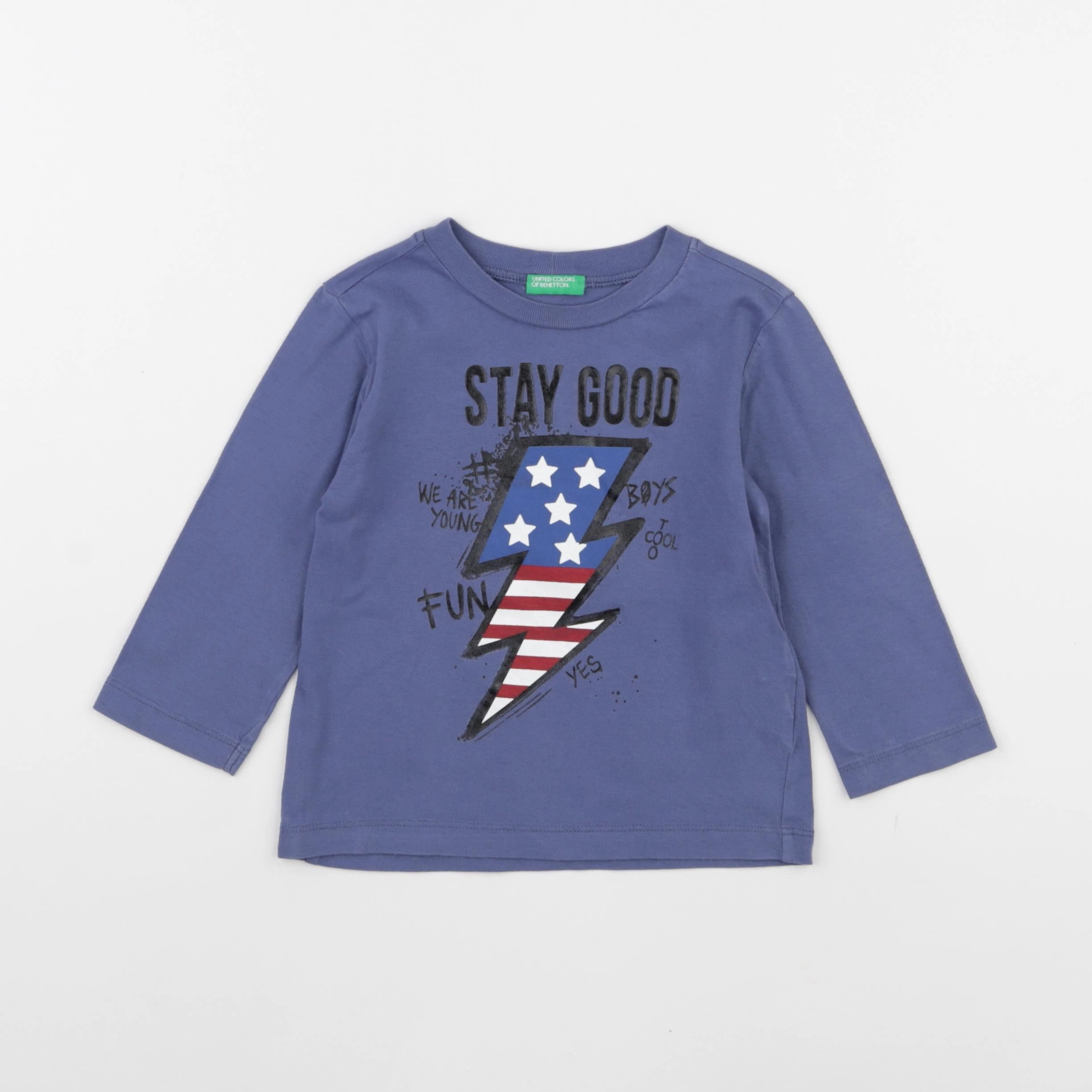 Benetton - tee-shirt bleu - 12 mois