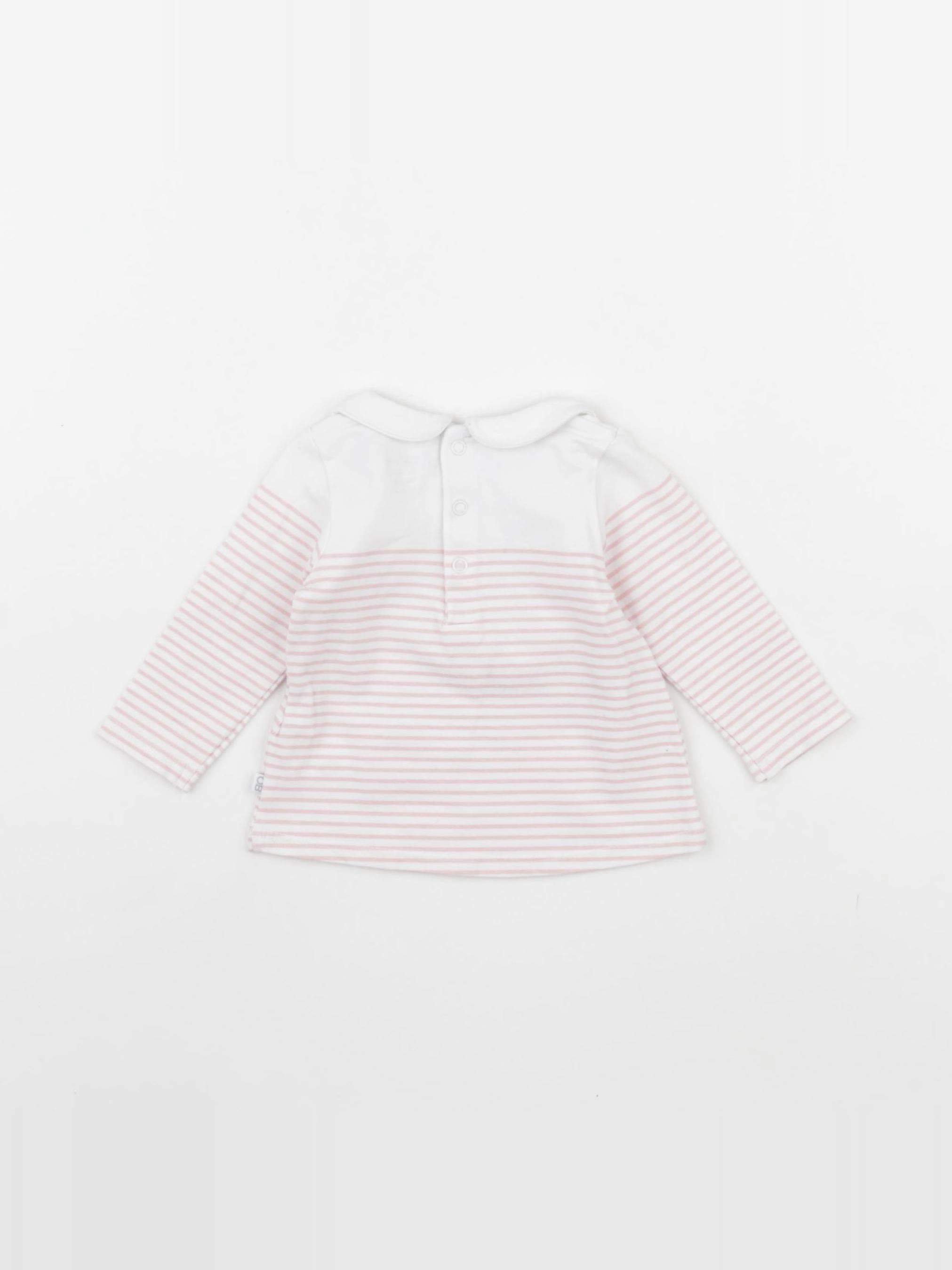 Obaïbi - tee-shirt blanc, rose - 3 mois