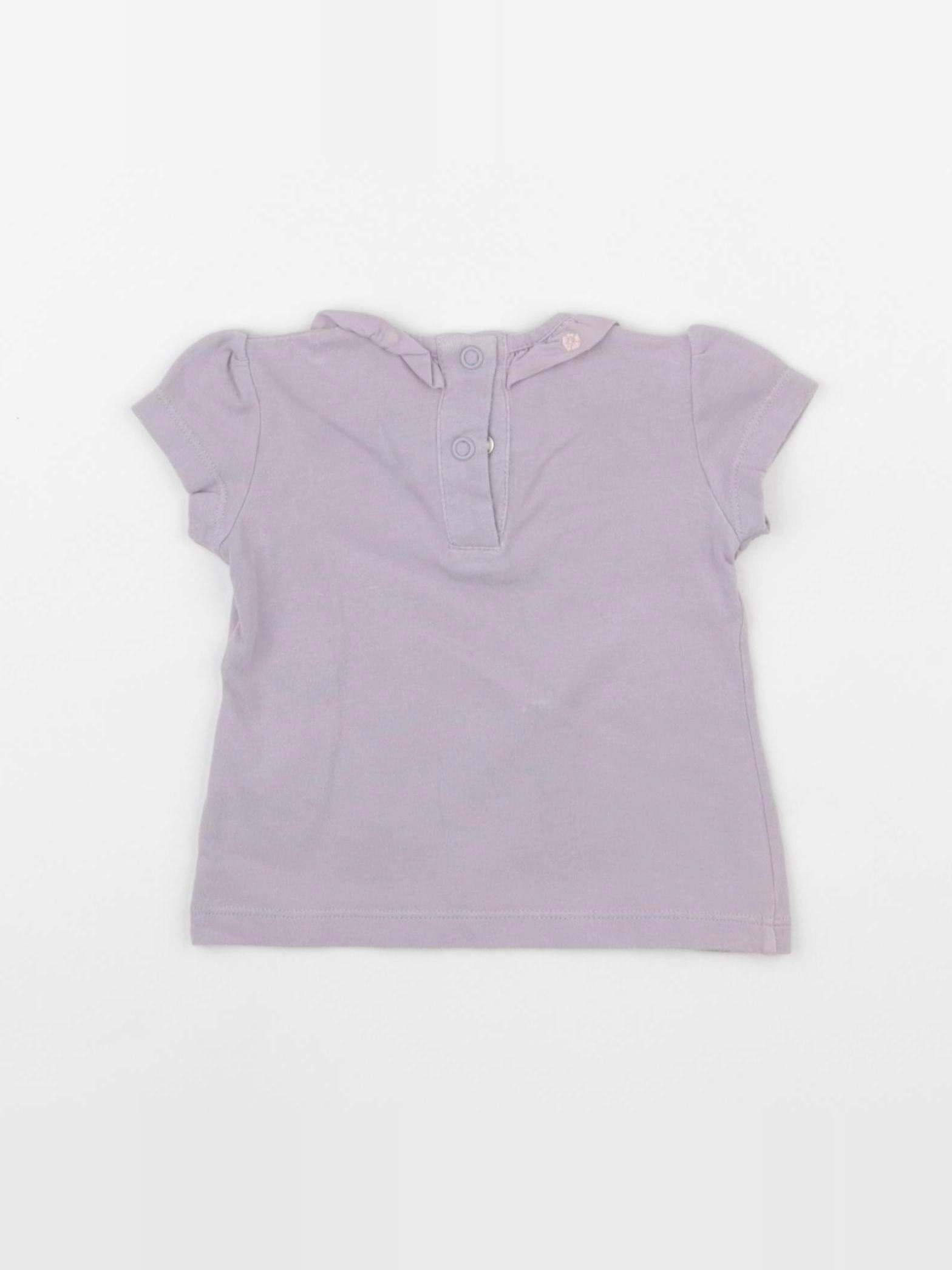 Benetton - tee-shirt violet - 1/3 mois