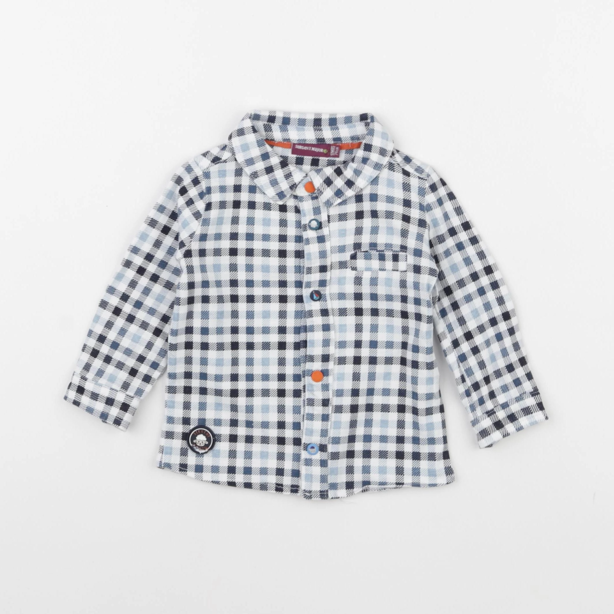 Sergent Major - chemise blanc, bleu - 12 mois