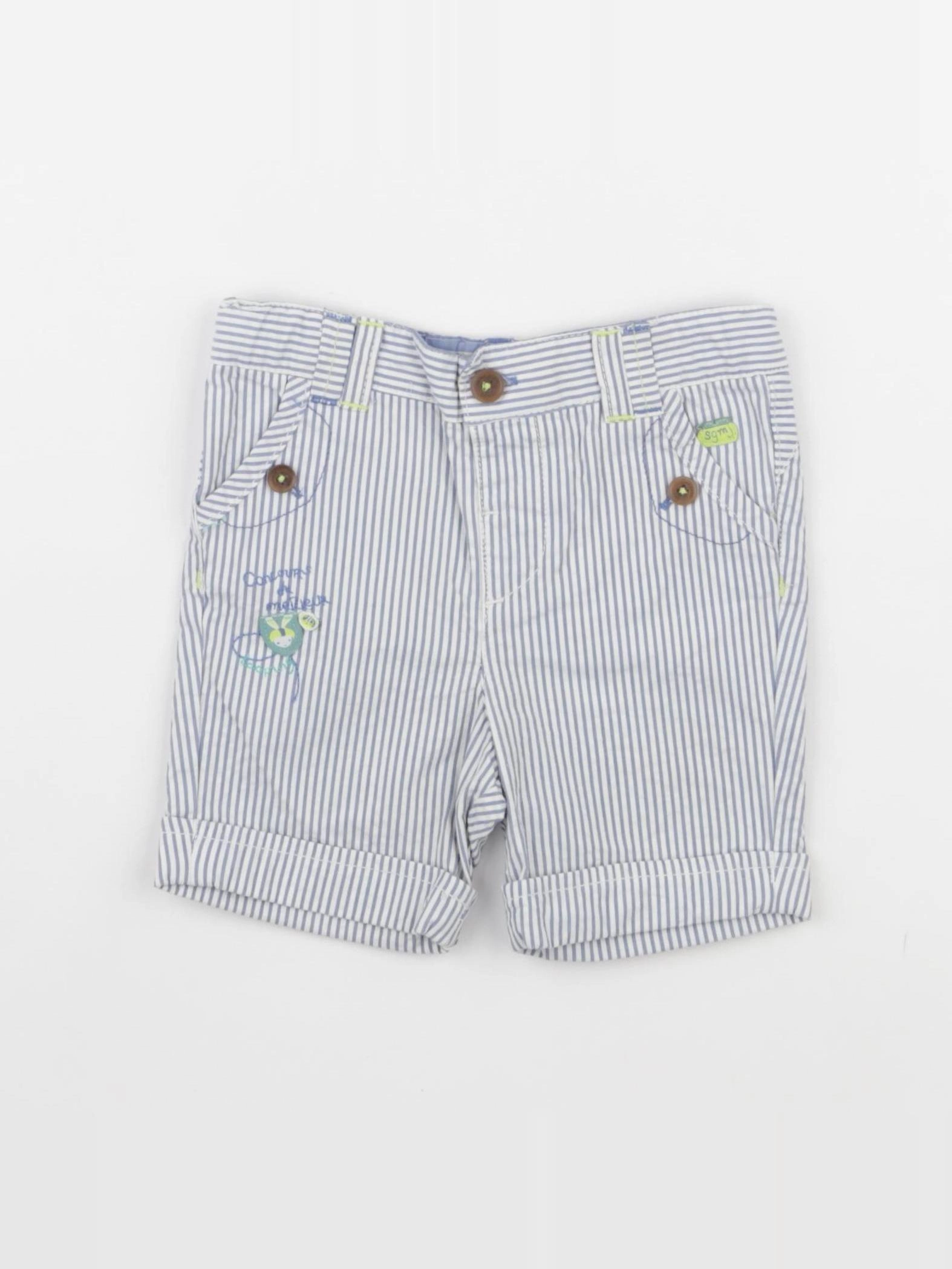 Sergent Major - short blanc, bleu - 6 mois