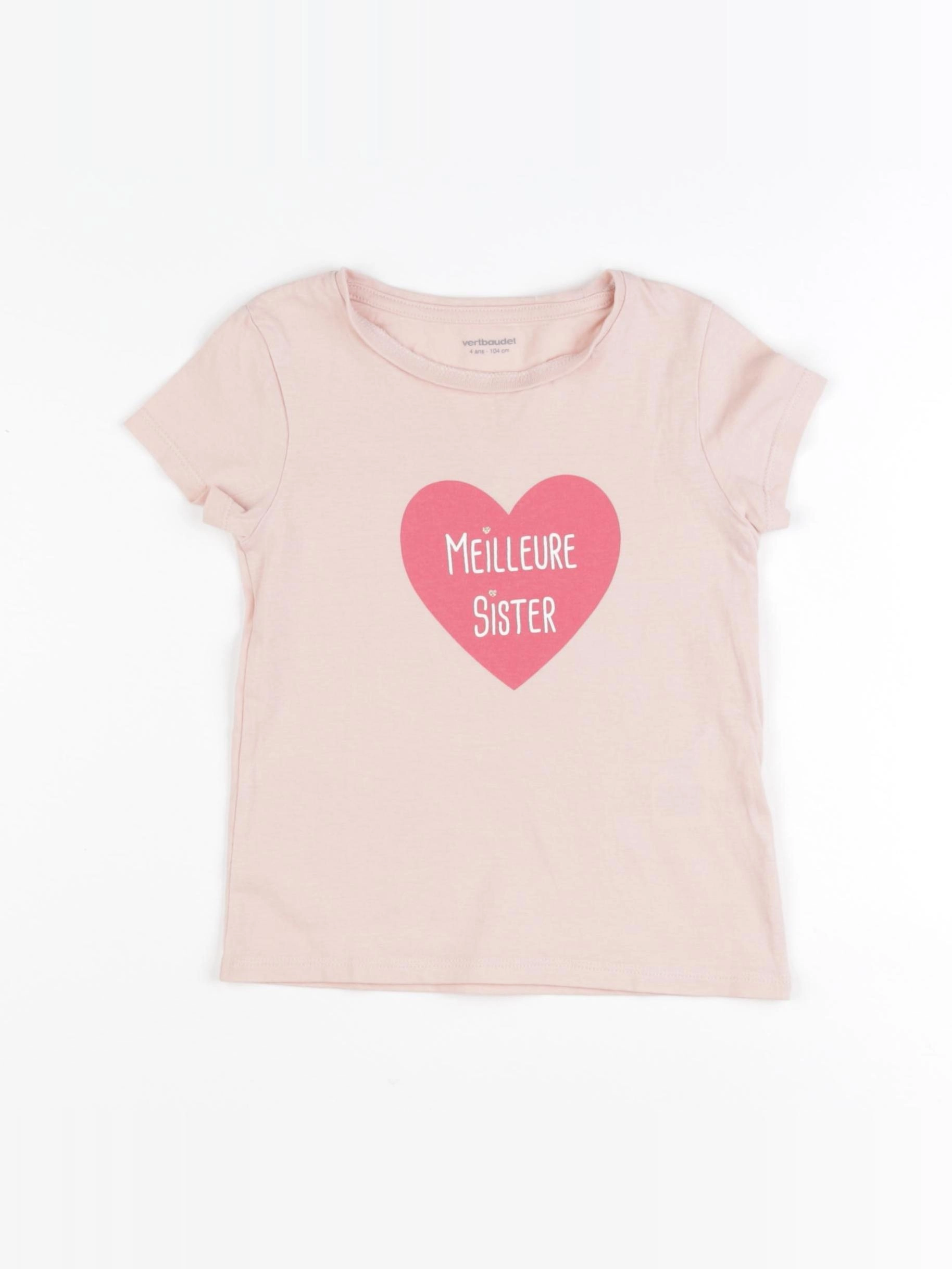 Vertbaudet - tee-shirt rose - 4 ans