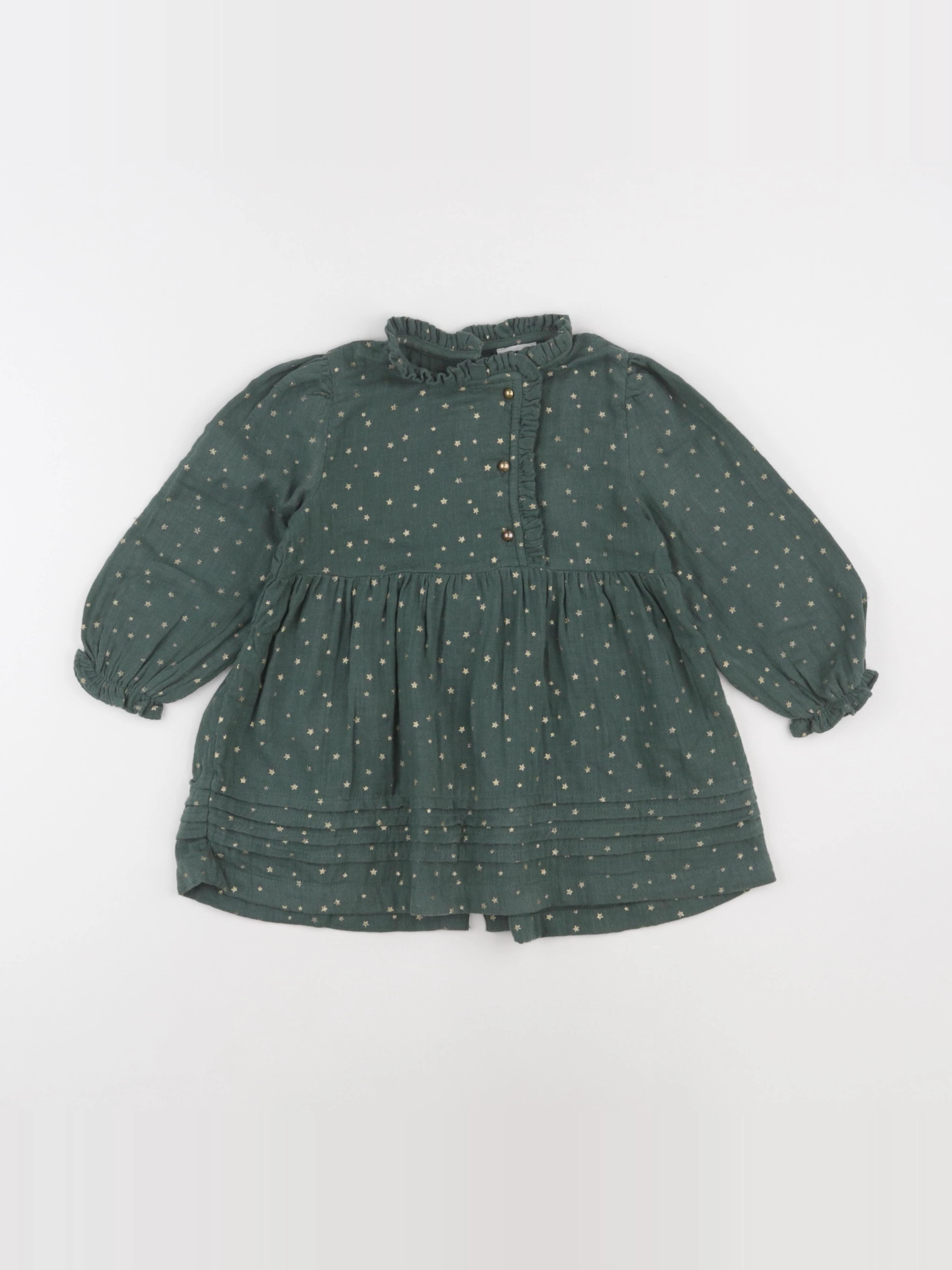 Vertbaudet - robe vert, or - 36 mois