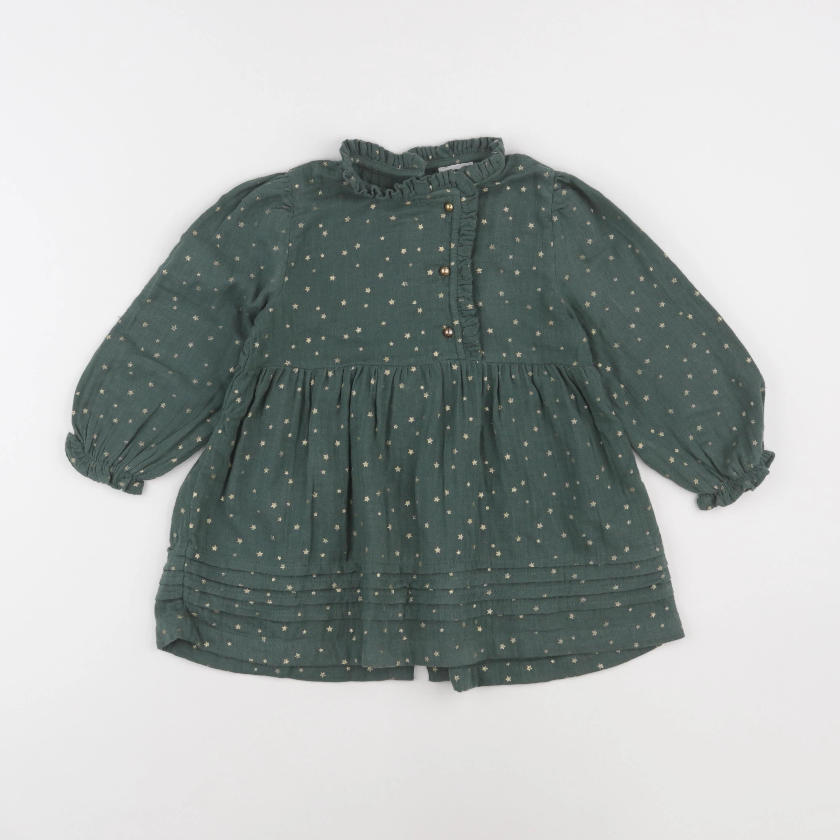 Vertbaudet - robe vert, or - 36 mois