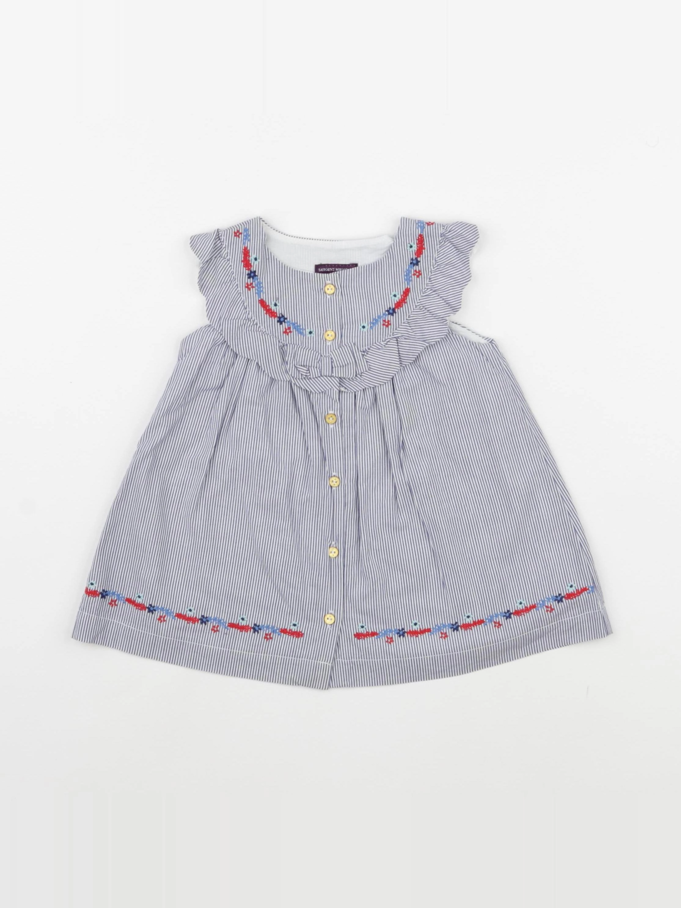 Sergent Major - robe blanc, bleu - 6 mois