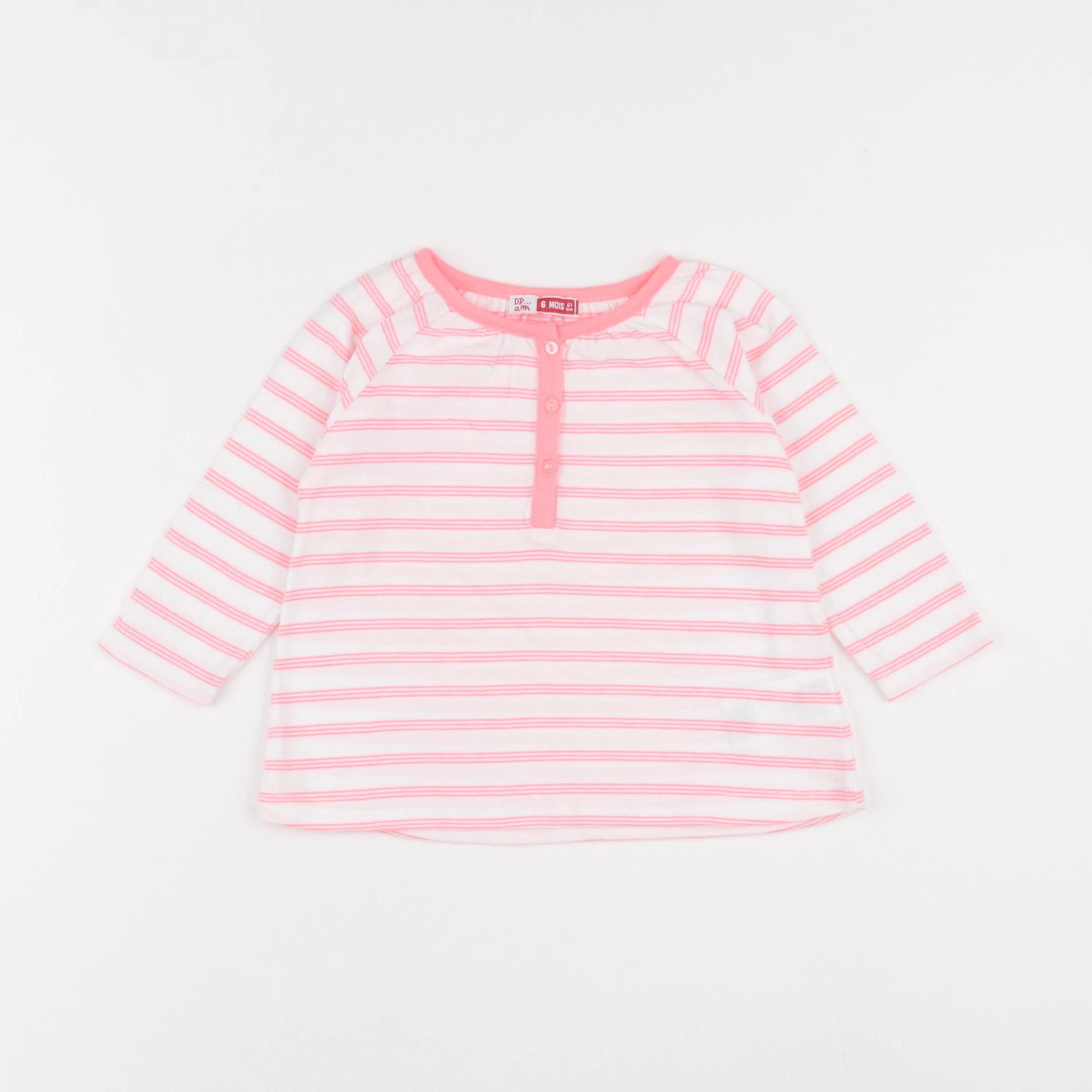 DPAM - tee-shirt rose fluo - 6 mois