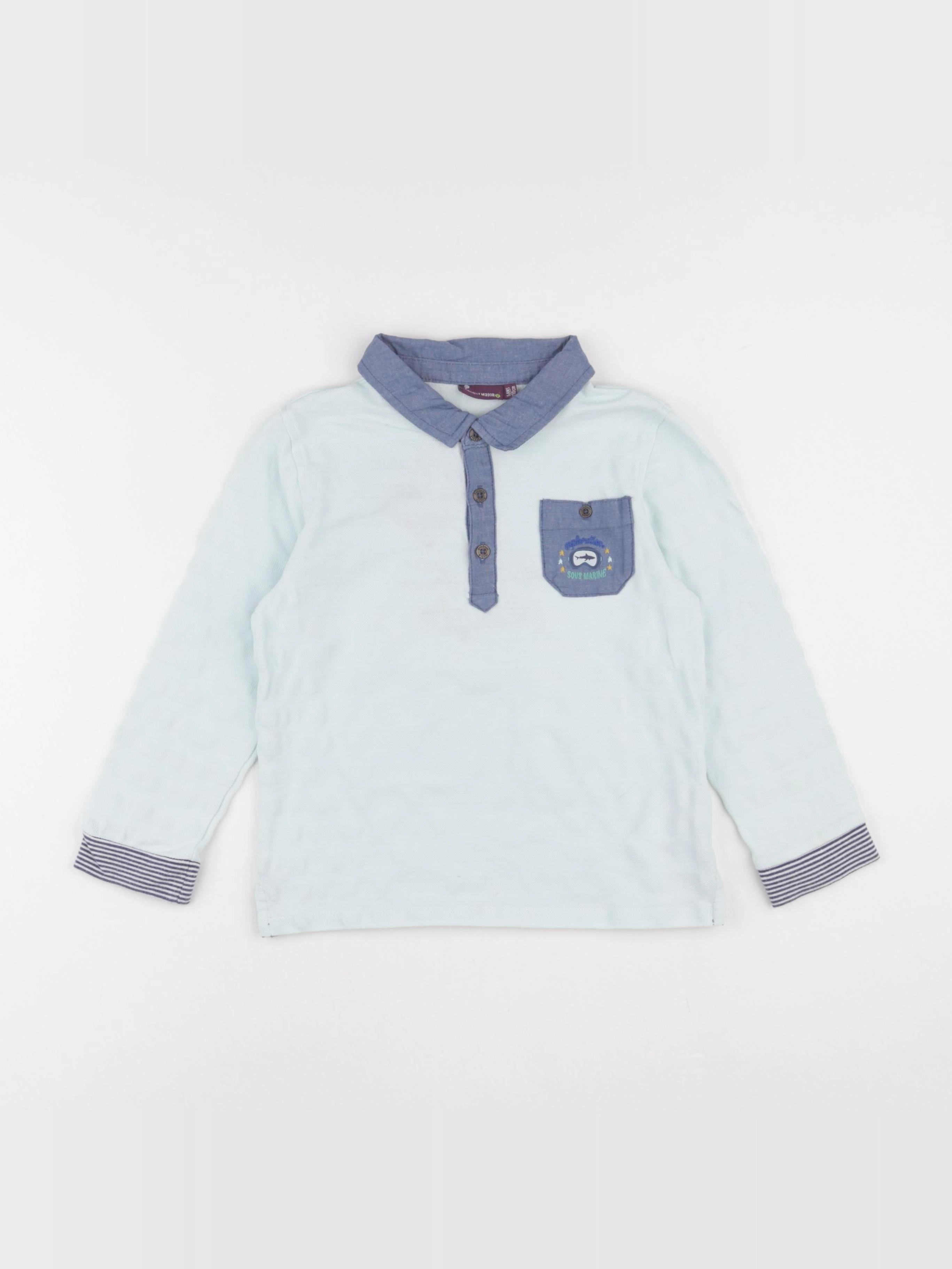 Sergent Major - polo imprimé au dos bleu - 5 ans