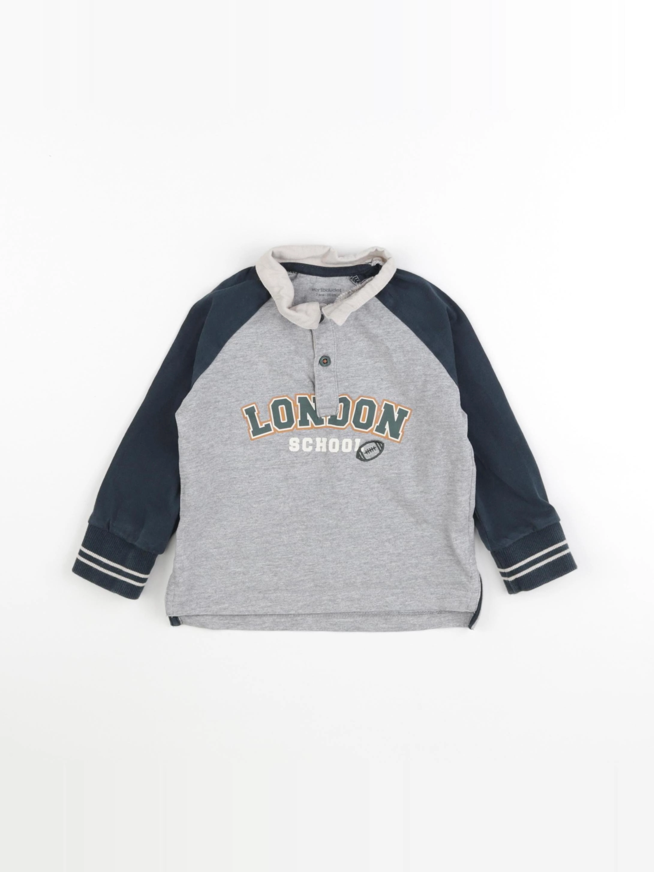 Vertbaudet - polo gris - 2 ans