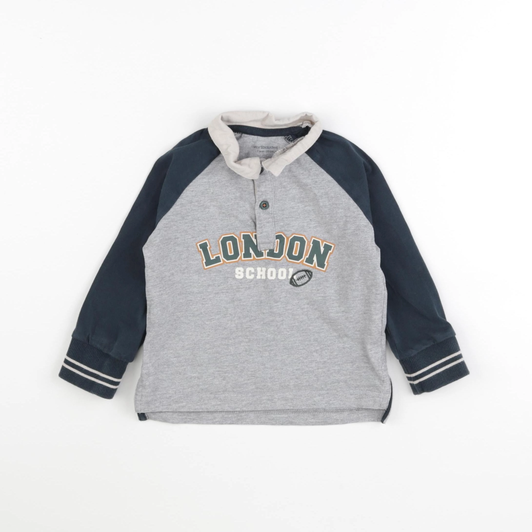 Vertbaudet - polo gris - 2 ans