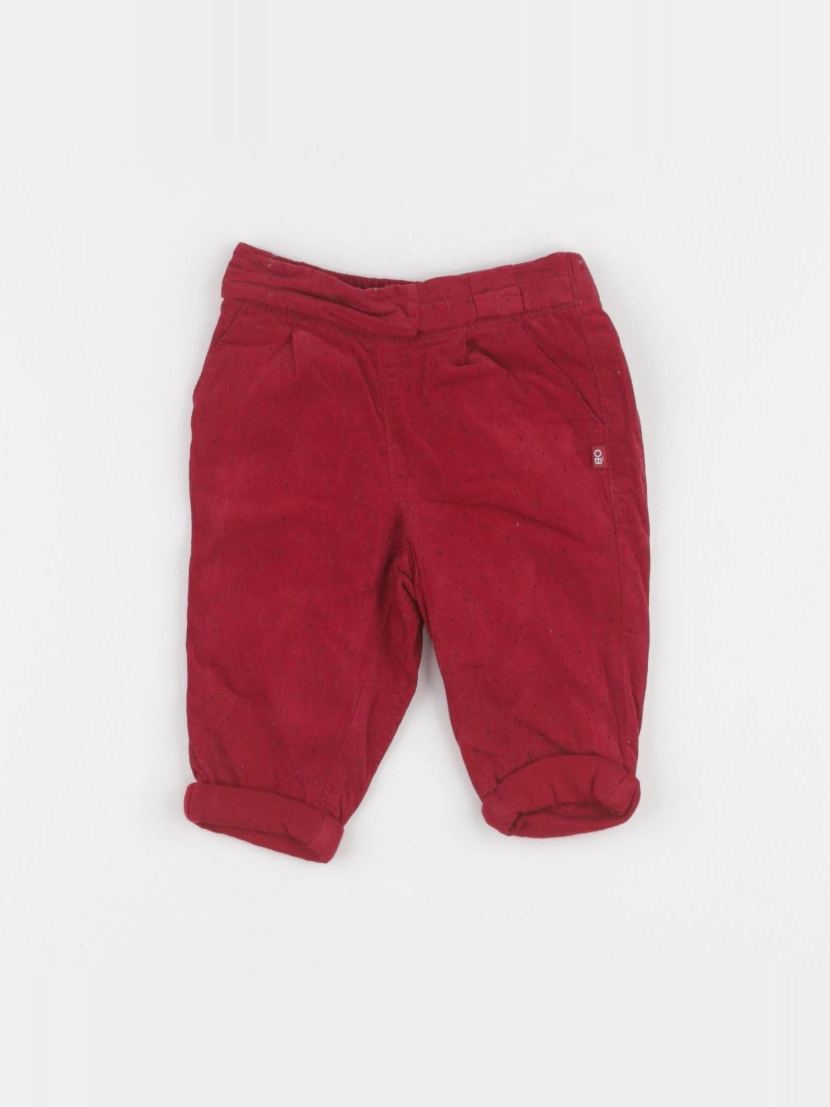 Obaïbi - pantalon doublé rouge - 3 mois