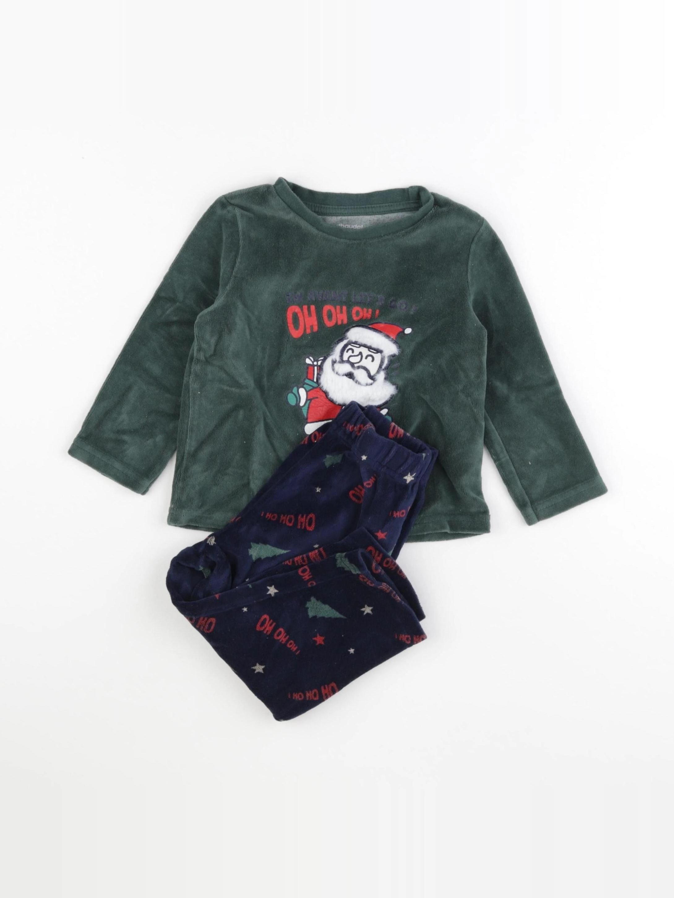 Vertbaudet - pyjama velours bleu, vert - 2 ans