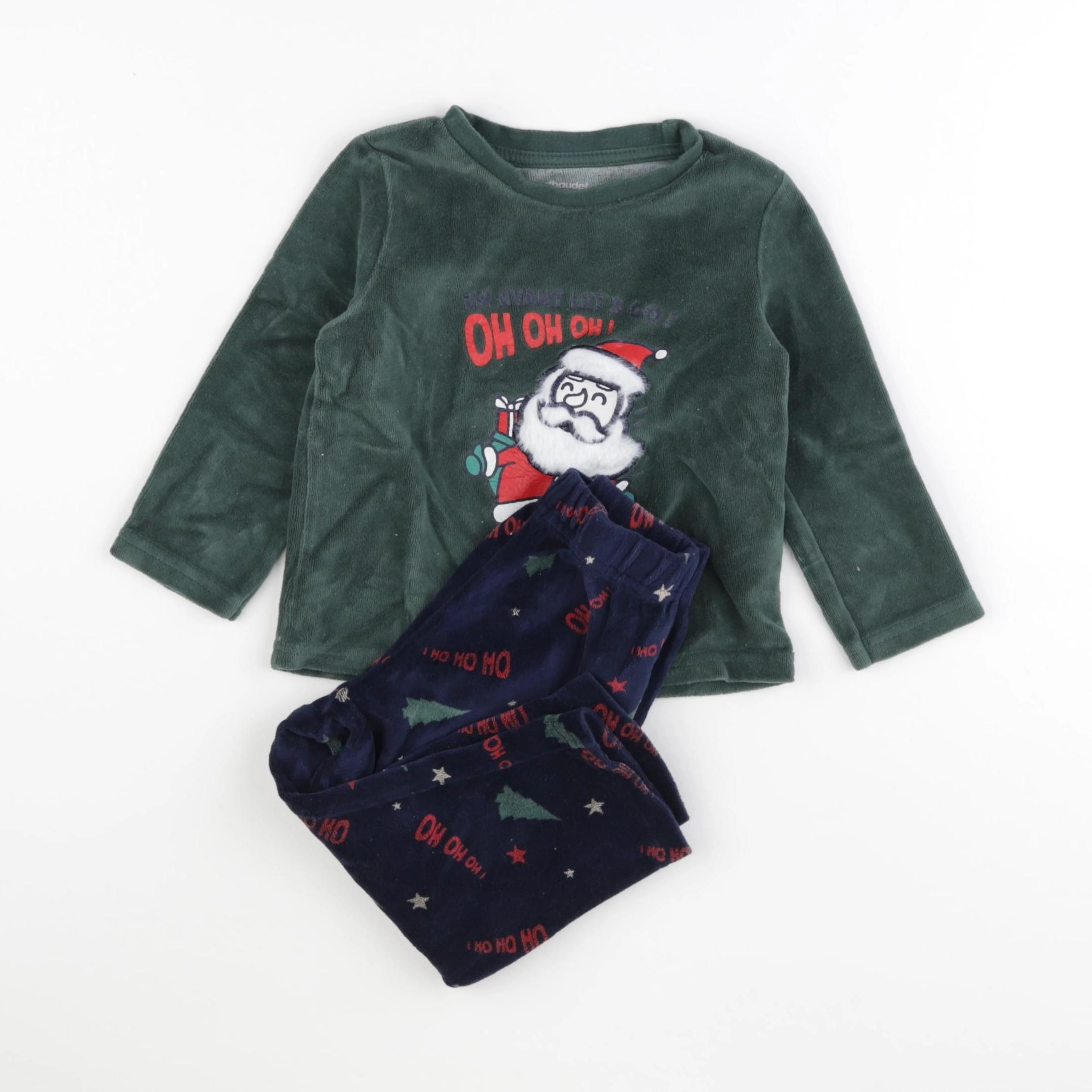 Vertbaudet - pyjama velours bleu, vert - 2 ans