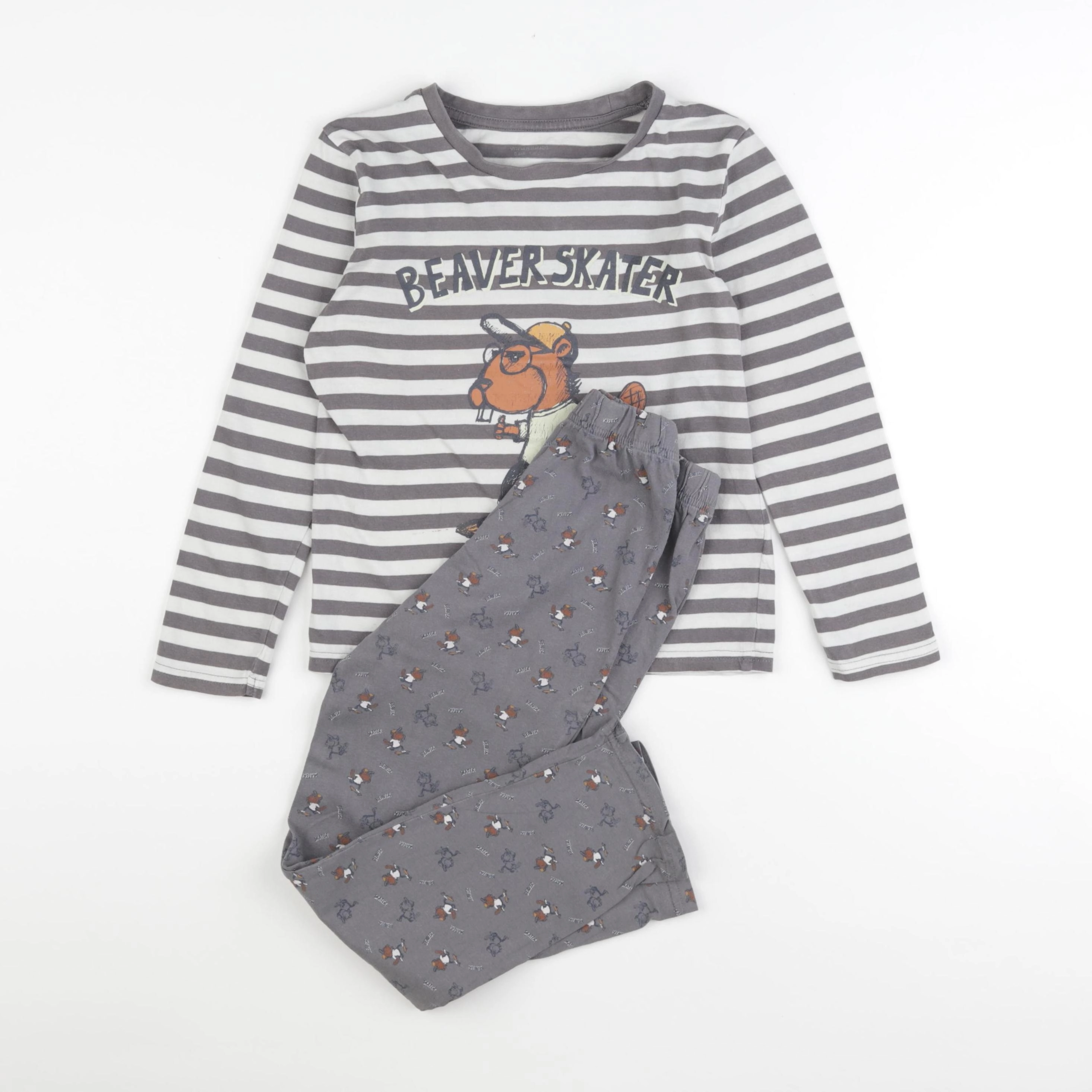 Vertbaudet - pyjama coton gris - 8 ans