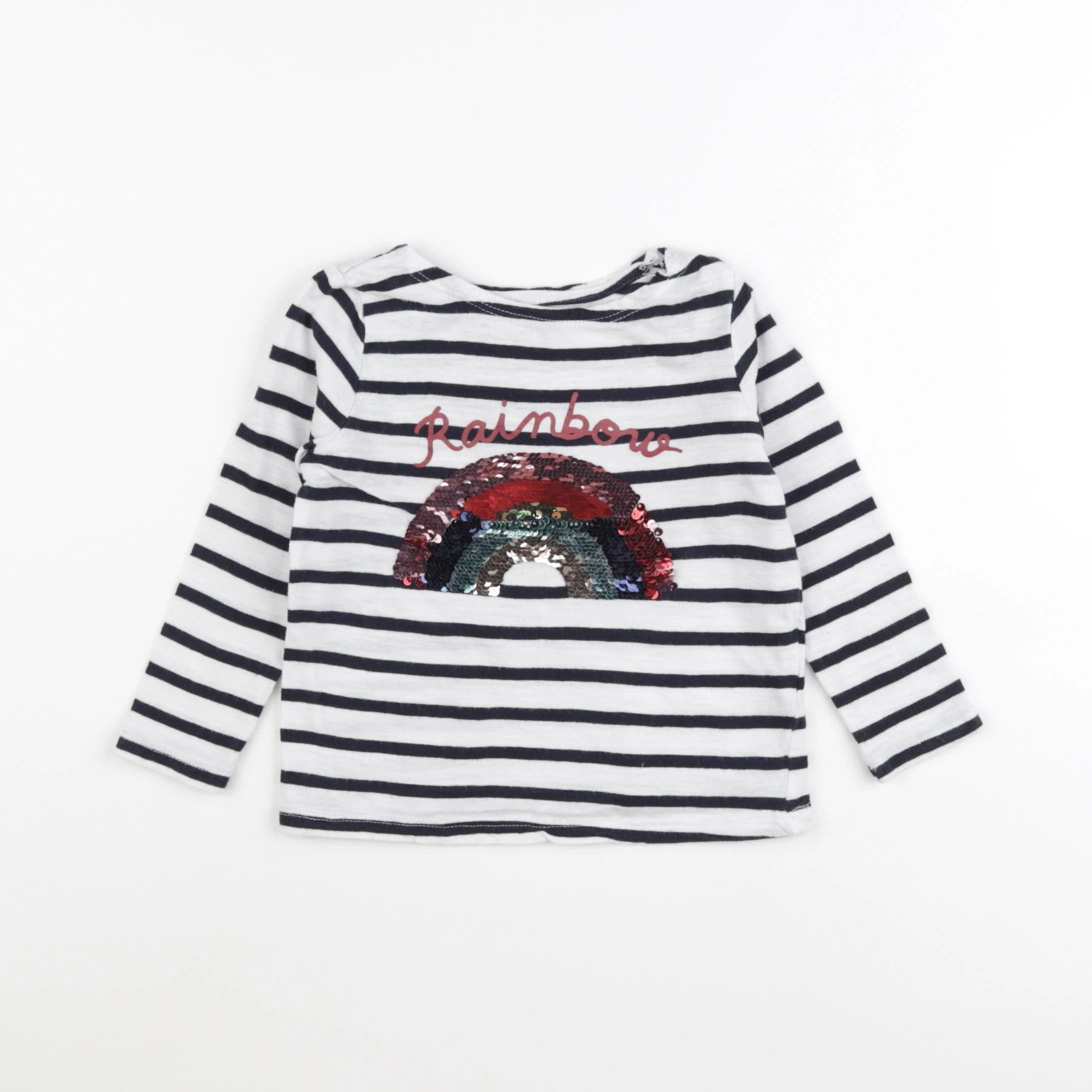 Monoprix - tee-shirt blanc, bleu - 3 ans