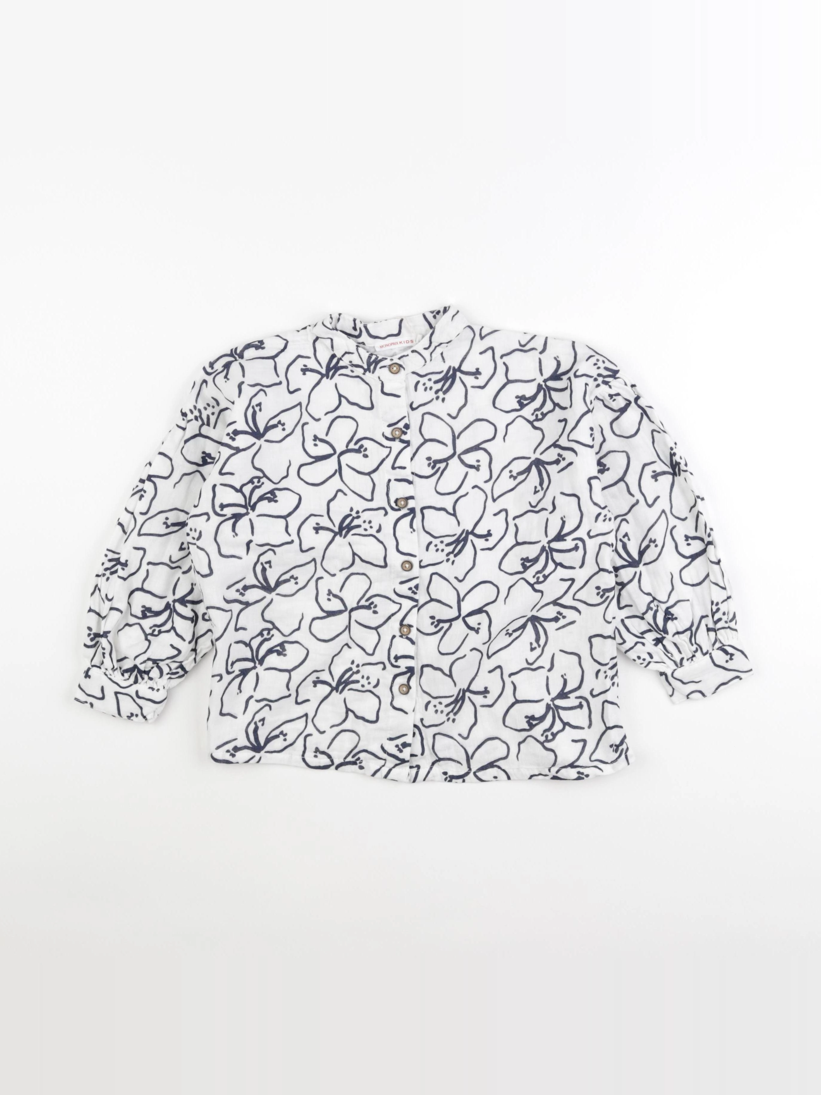 Monoprix - blouse blanc, bleu - 6 ans