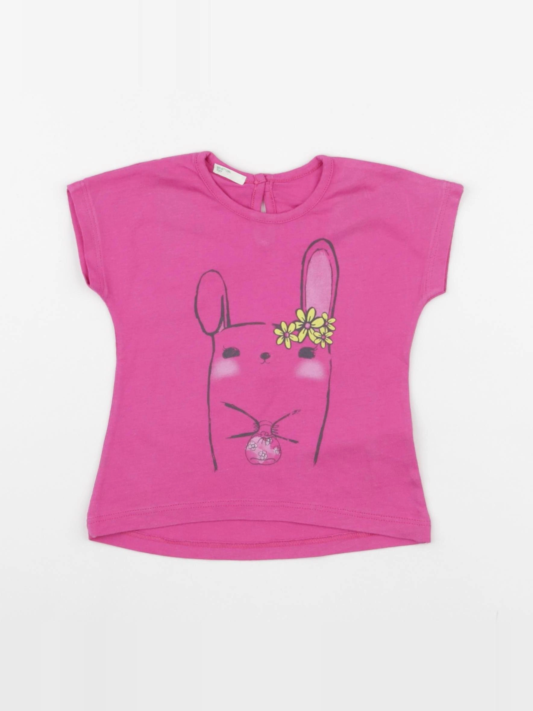 Benetton - tee-shirt rose - 9/12 mois
