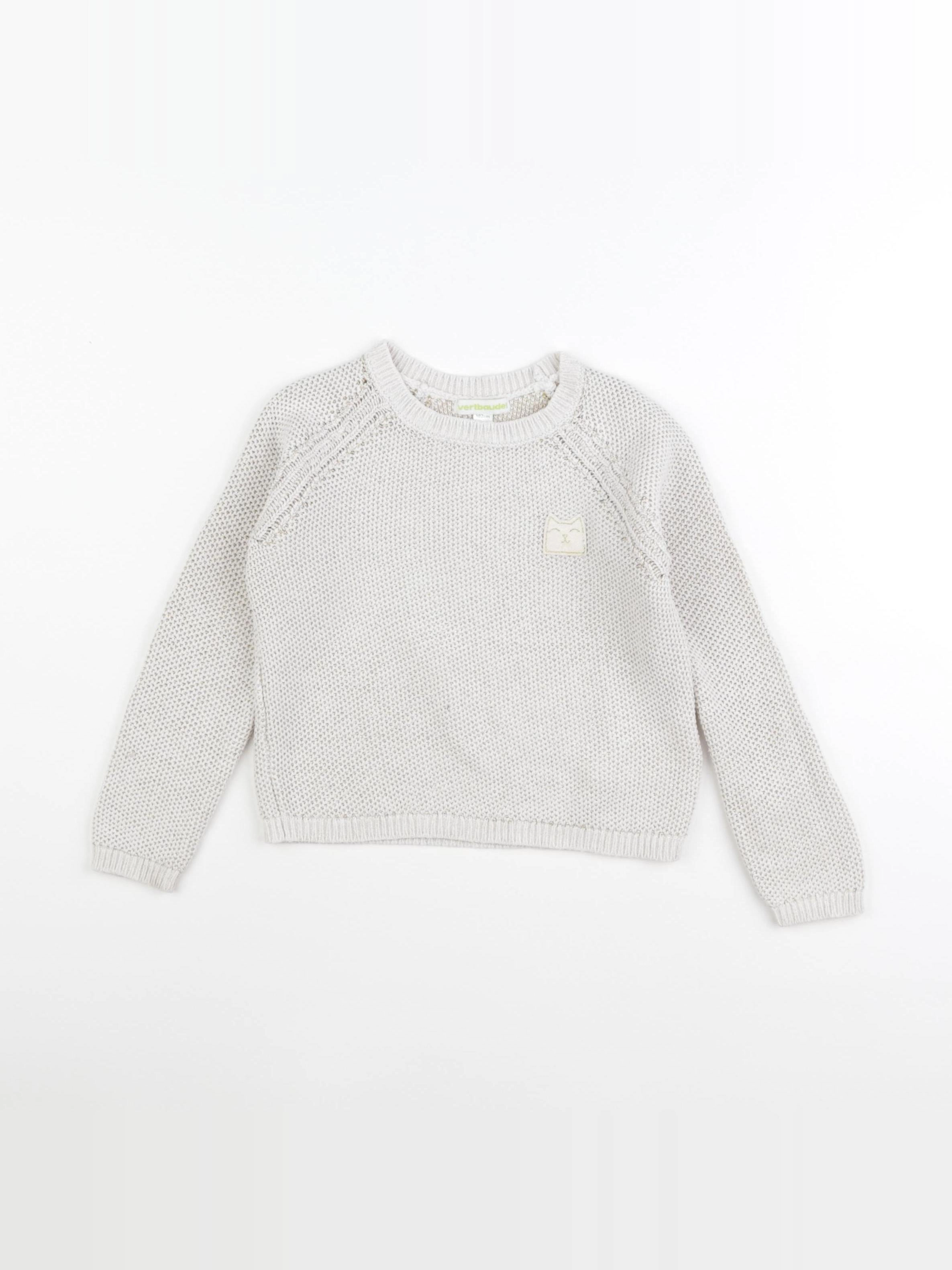 Vertbaudet - pull beige, or - 4 ans