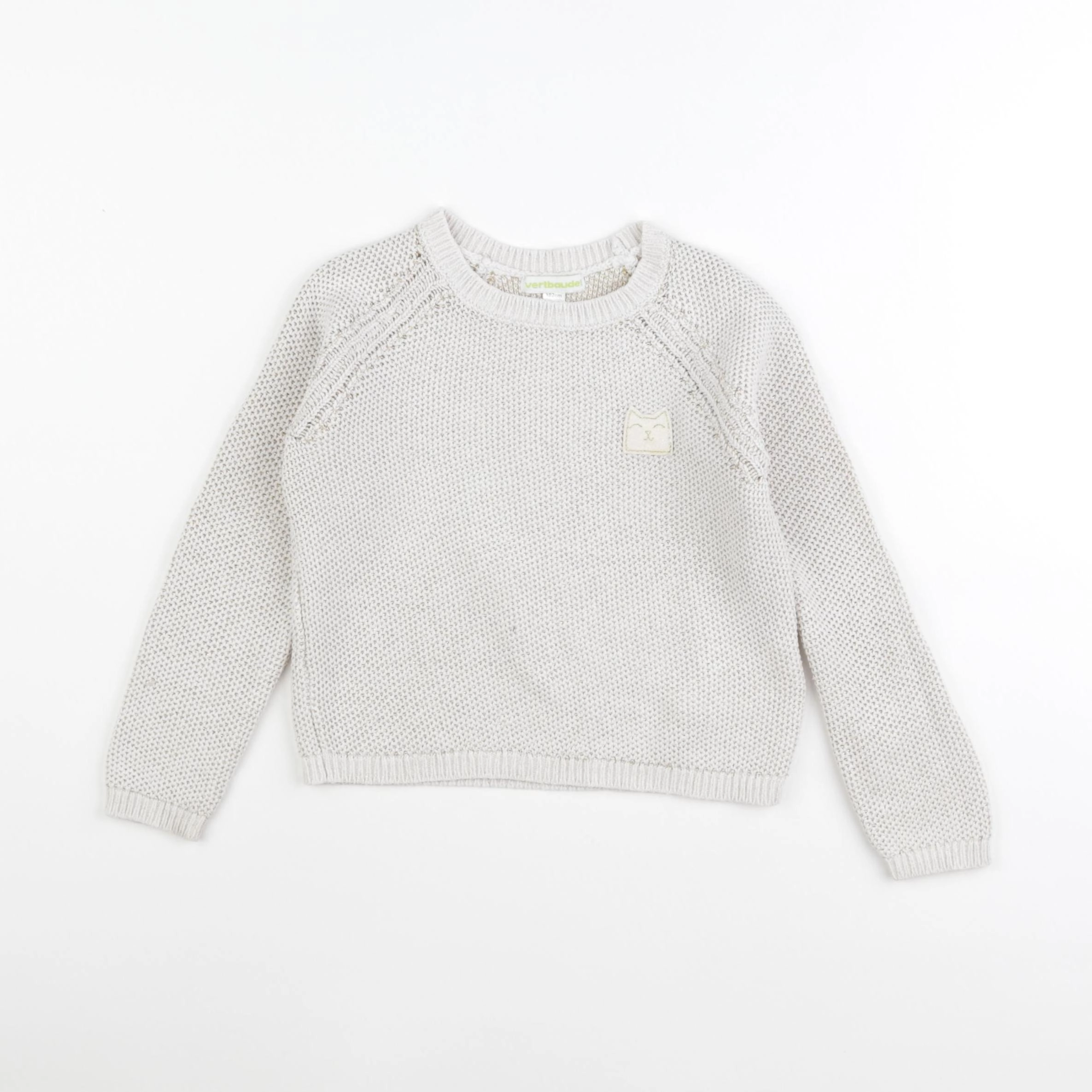 Vertbaudet - pull beige, or - 4 ans